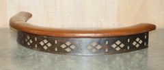RARE DEMI LUNE ANTiQUE VICTORIAN BROWN LEATHER CLUB FENDER WITH PIERCED METAL