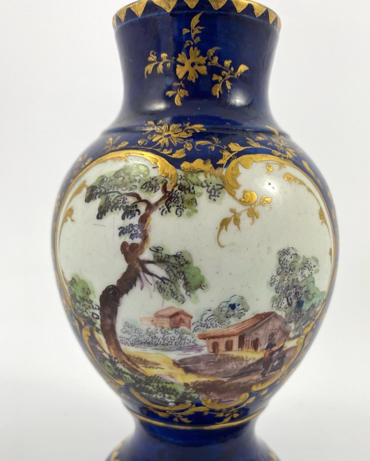 English Rare Derby Porcelain ‘Mazarine Blue’ Vase, c. 1758