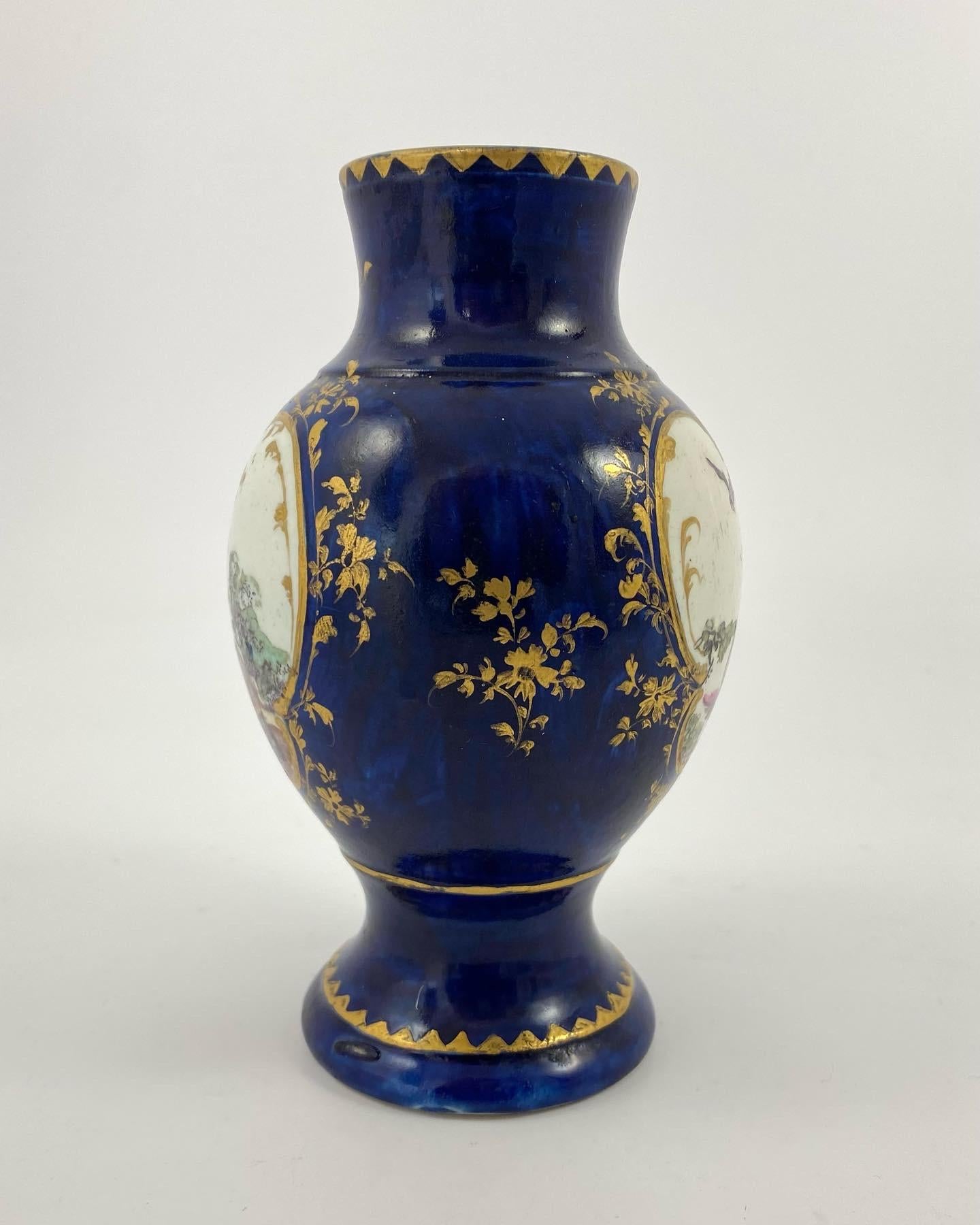 Fired Rare Derby Porcelain ‘Mazarine Blue’ Vase, c. 1758