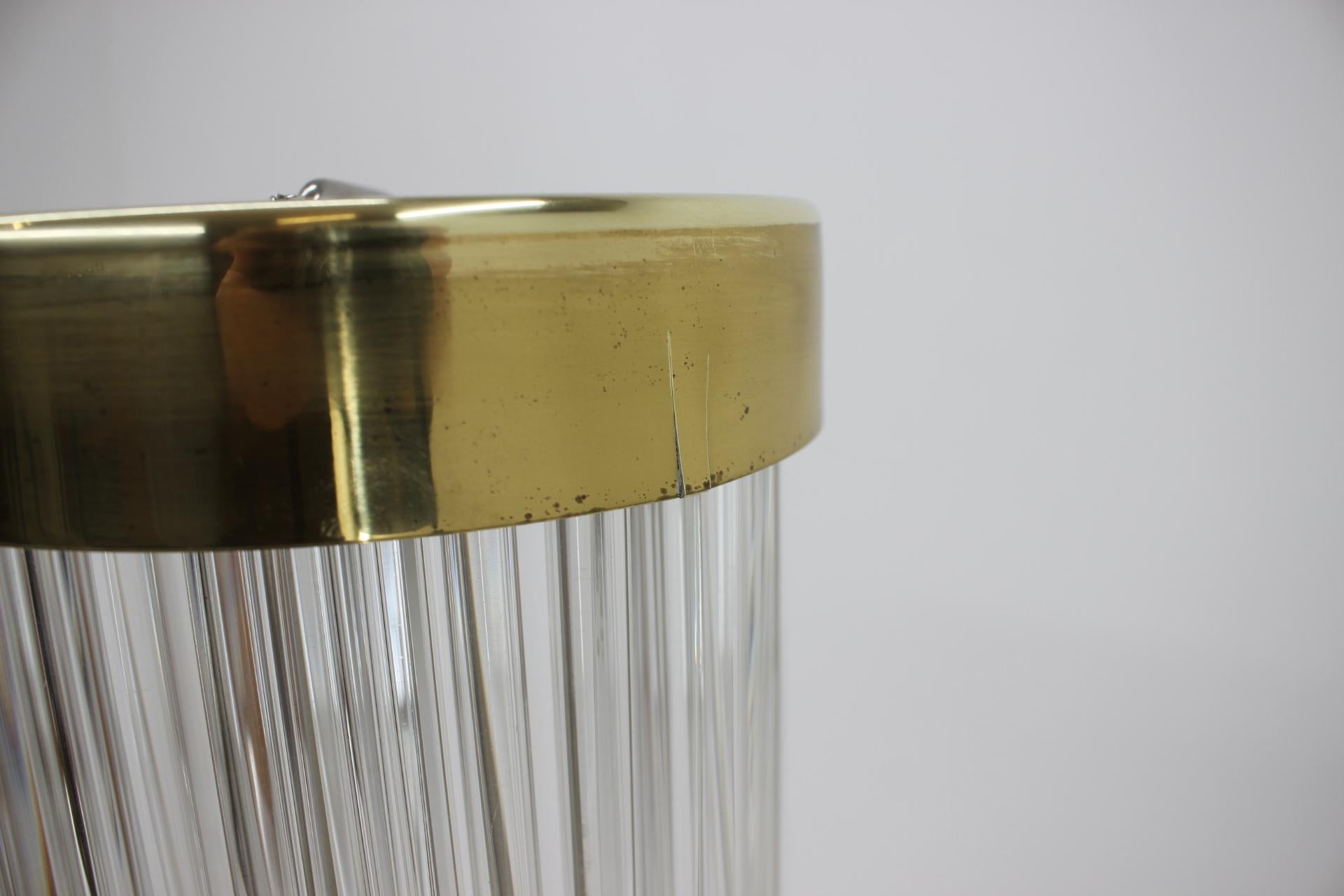Rare Design Brass and Art Glass Modern Floor Lamp Kamenický Šenov/Preciosa, 1960 For Sale 4