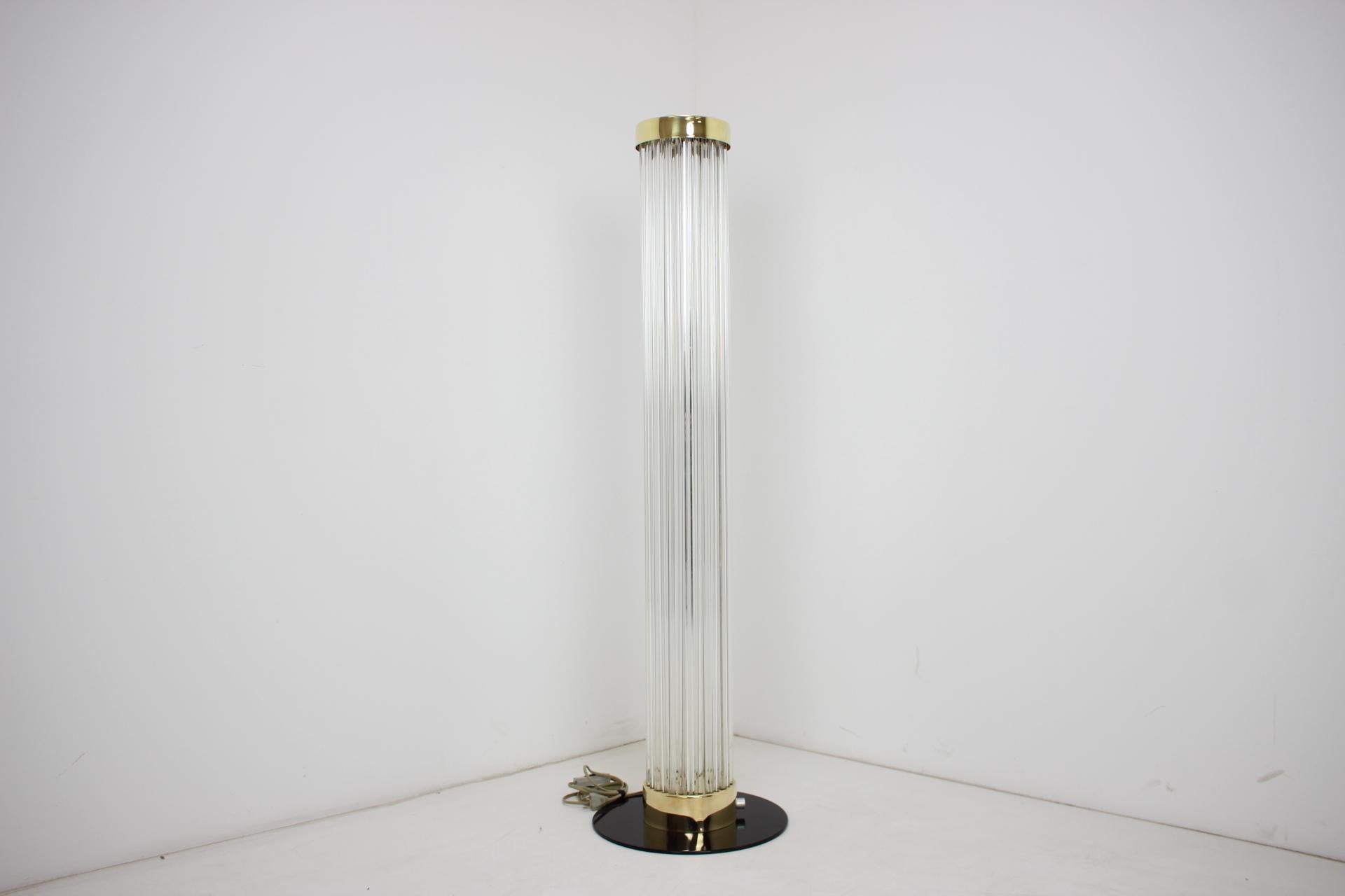 Rare Design Brass and Art Glass Modern Floor Lamp Kamenický Šenov/Preciosa, 1970 For Sale 1
