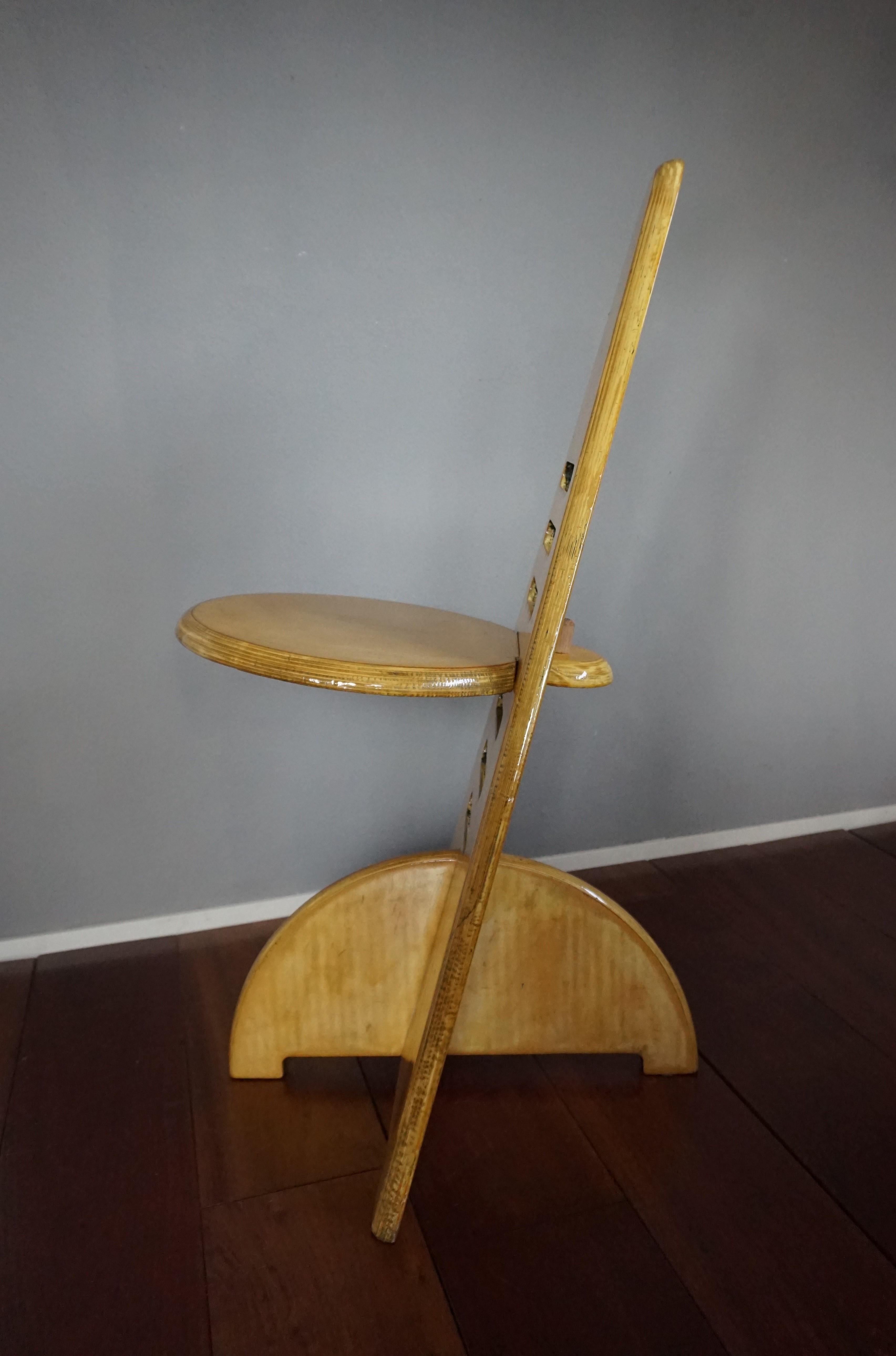 Rare Design & Height Adjustable Mid-Century Modern Plywood Music Chair and Stand 12