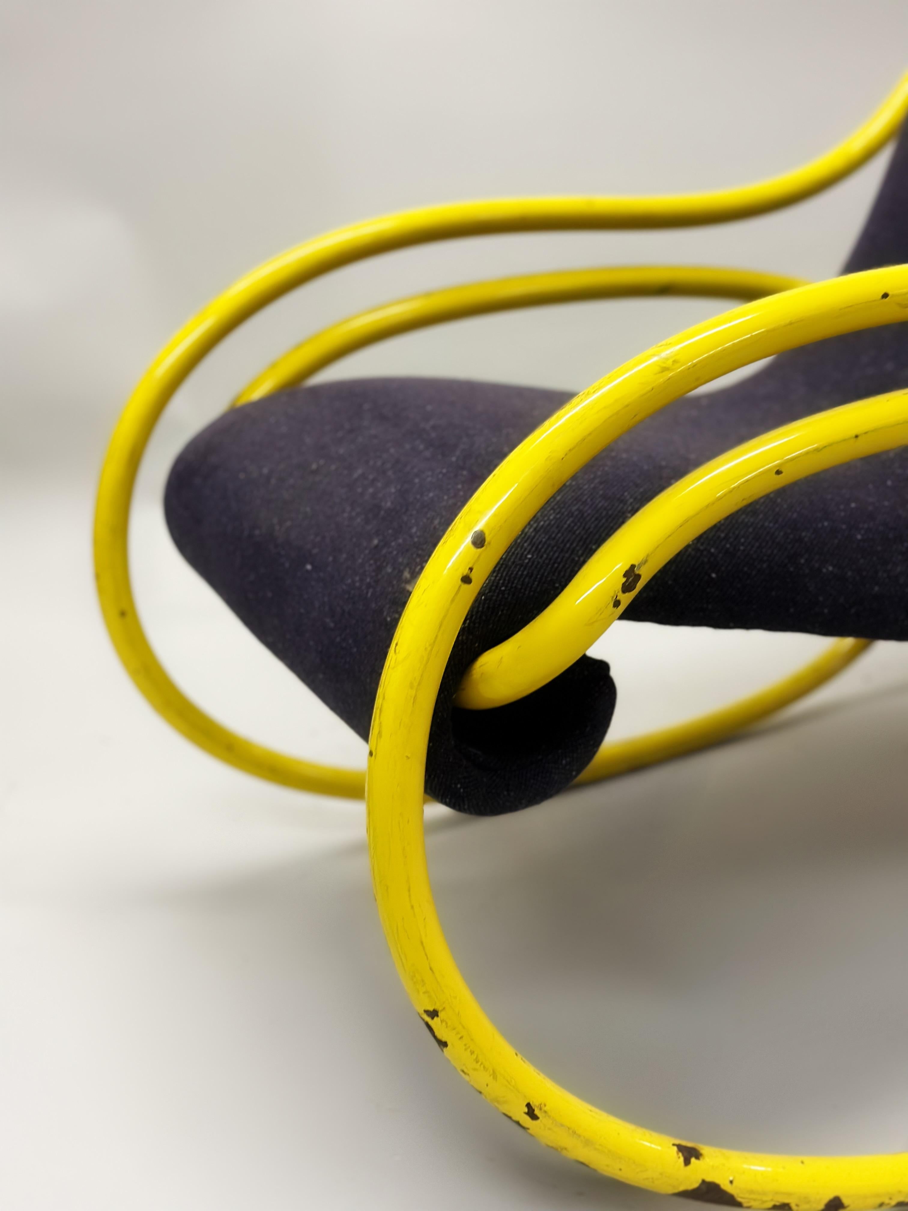 Steel Rare Design Mid-Century Rocking Chair / Lounge Chair Attr. to Gae Aulenti For Sale