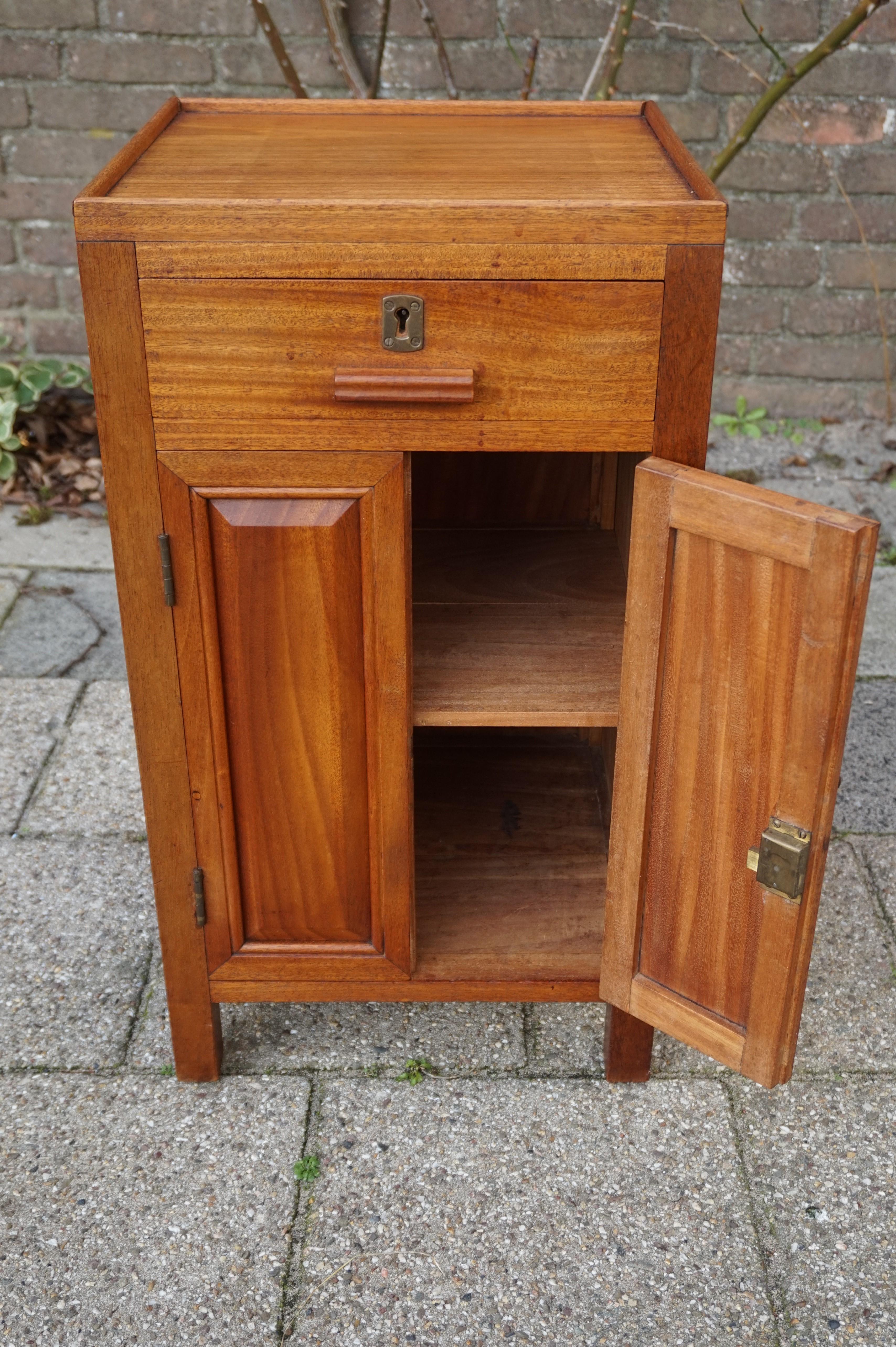 Rare Design, Multi Purpose Solid Teakwood and Two-Door Little Art Deco Cabinet In Good Condition In Lisse, NL