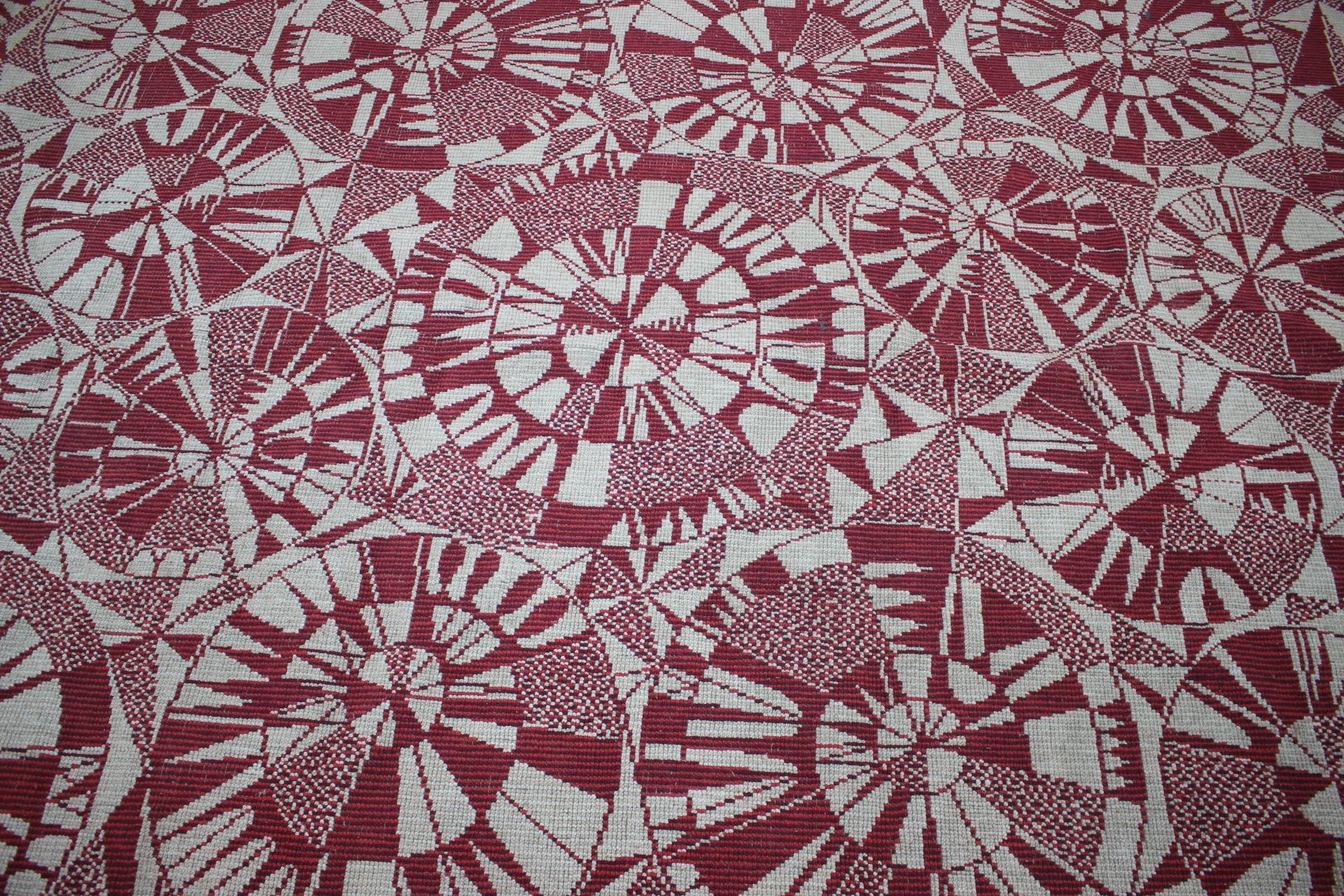 Czech Rare Design Organic Abstract Geometric Carpet/Rug in, 1960s For Sale