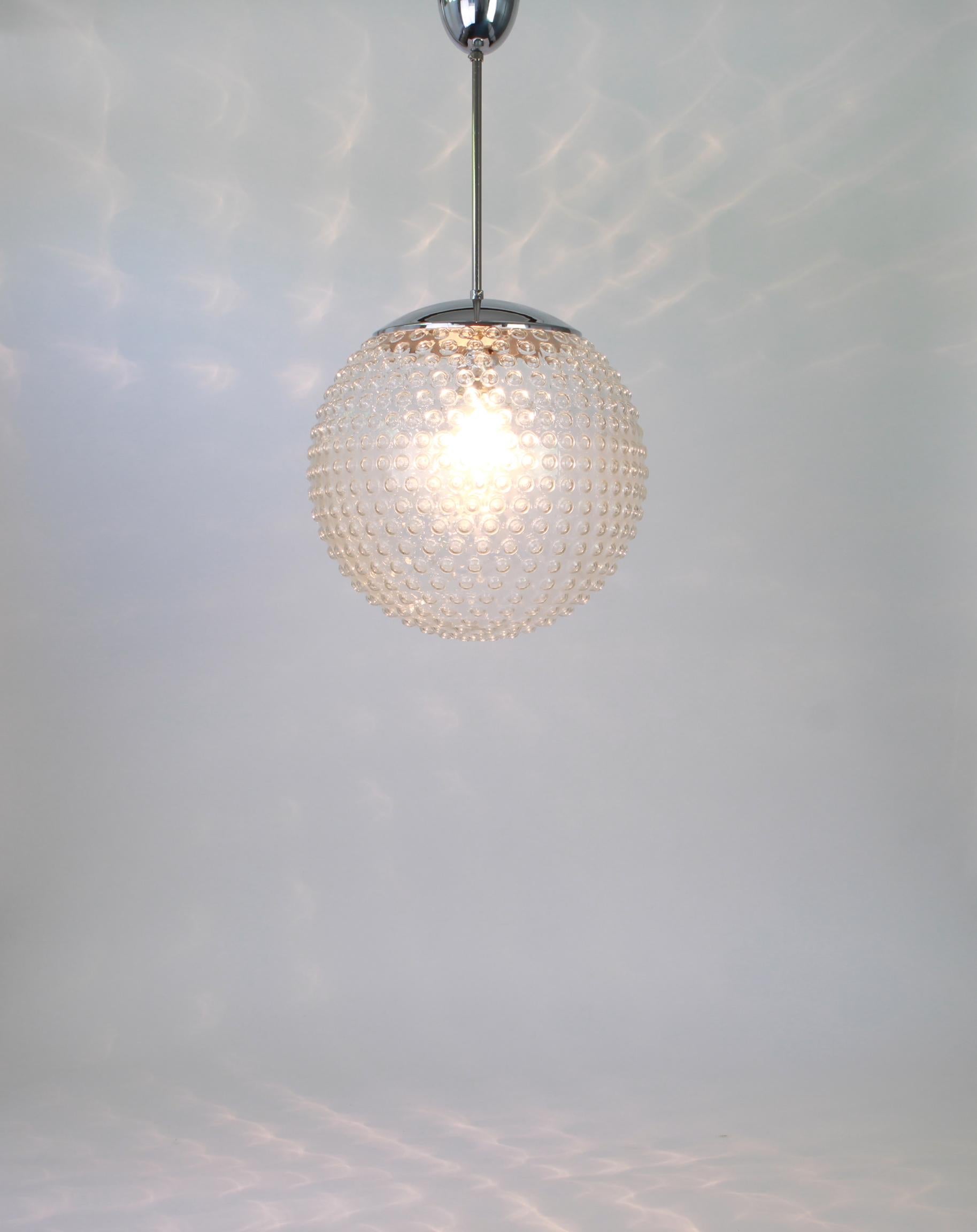 Mid-Century Modern Rare Designer Glass Pendant Lamp by Rolf Krüger for Staff, Germany, 1970s For Sale