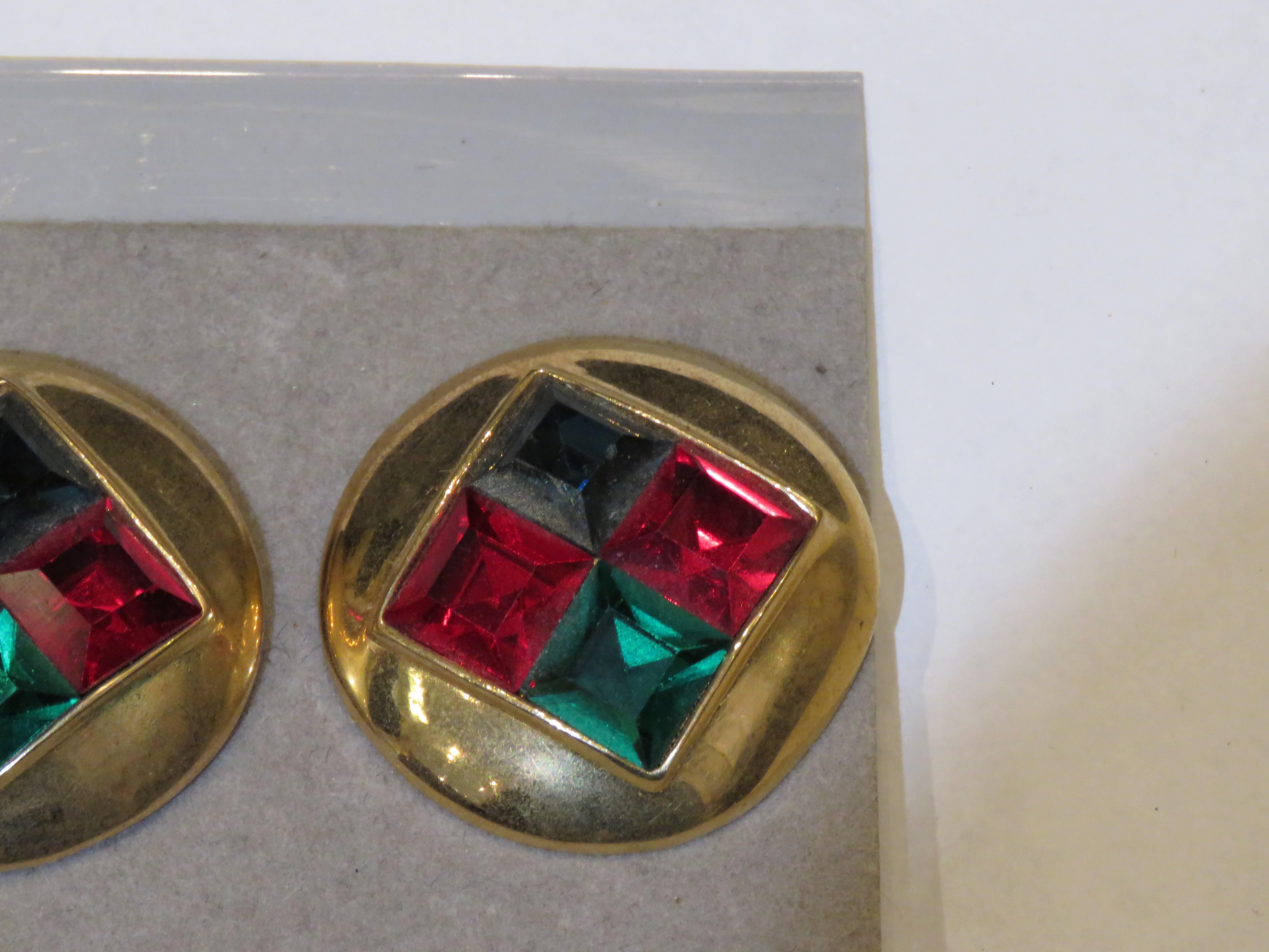 Raros Pendientes Arco Iris Prisma Estilo Diseñador Estate 18KT Oro Pesado Corte mixto en venta