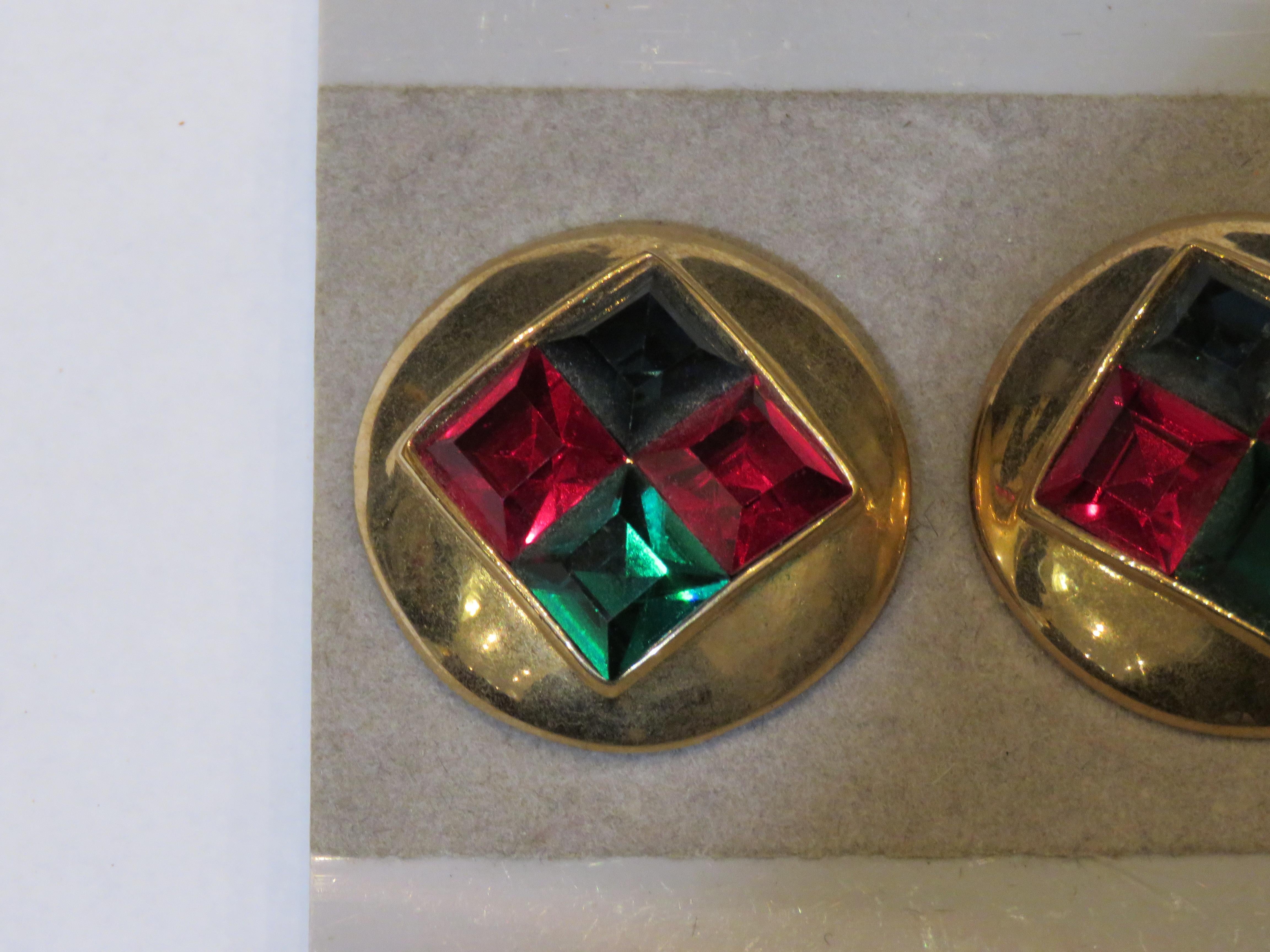 Raros Pendientes Arco Iris Prisma Estilo Diseñador Estate 18KT Oro Pesado en Bueno estado para la venta en New York, NY