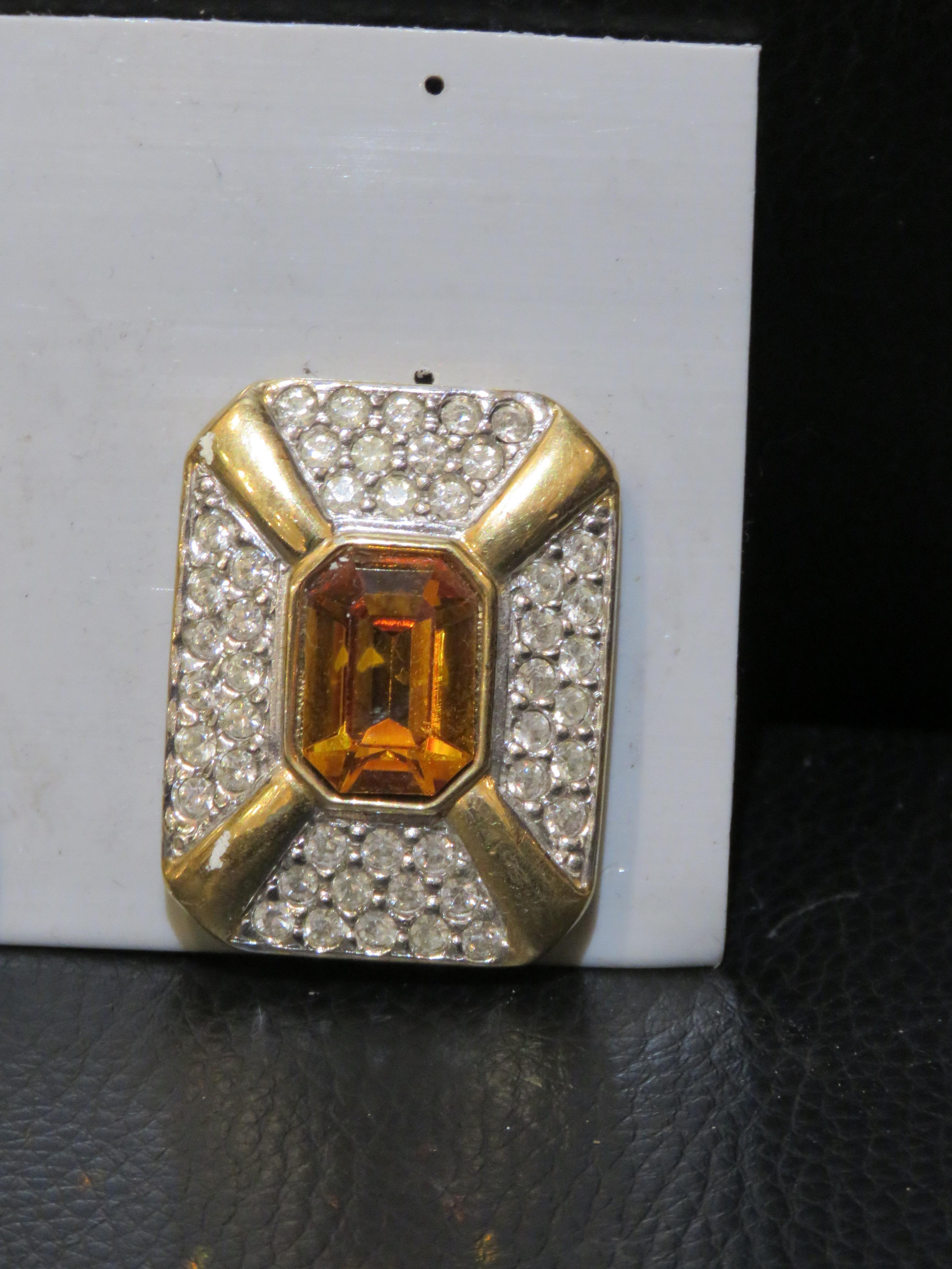 Mixed Cut Rare Designer Style Estate 18KT Heavy Gold Overlaid Citrine Color Cubic Earrings For Sale