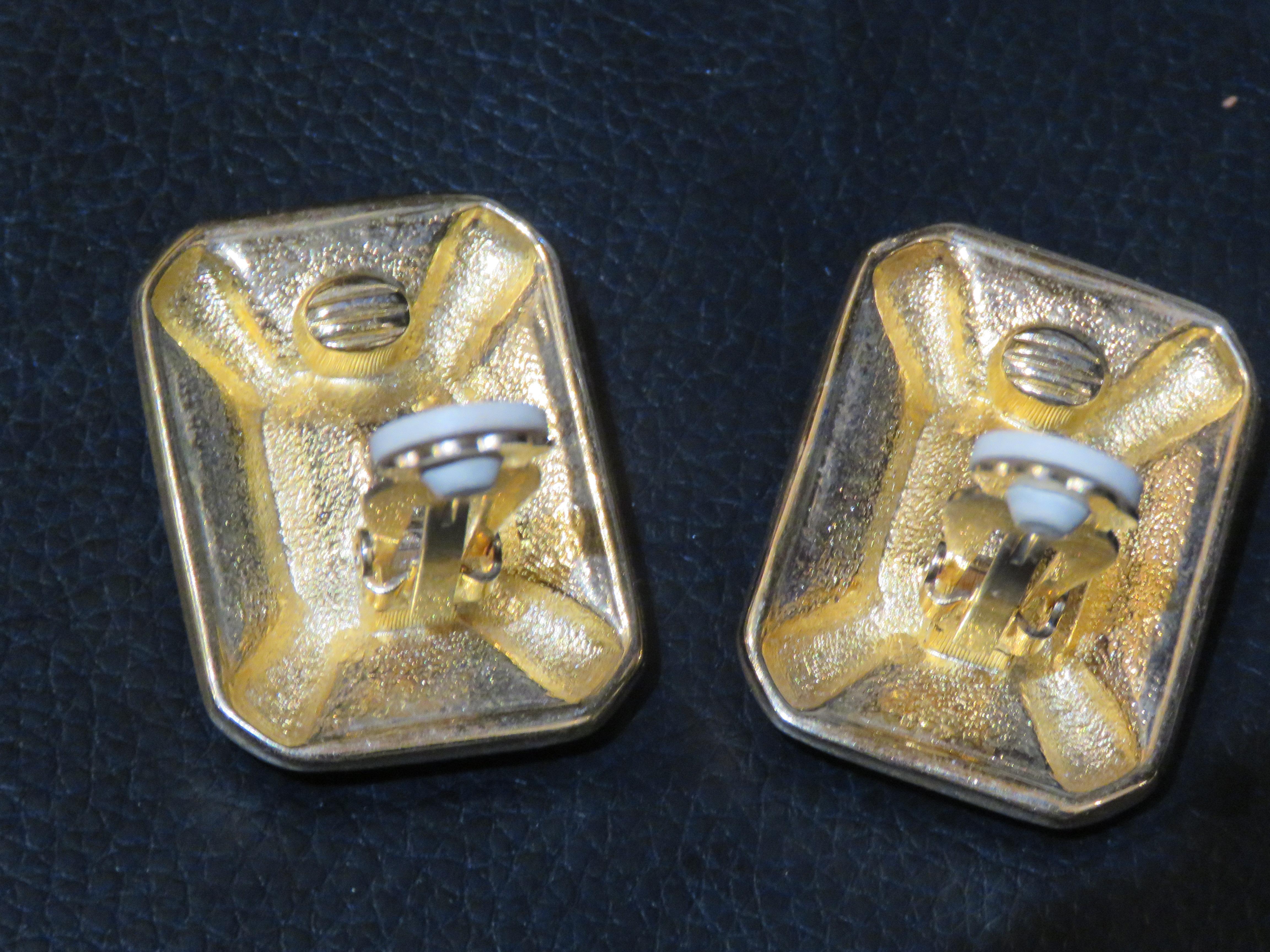 Women's Rare Designer Style Estate 18KT Heavy Gold Overlaid Citrine Color Cubic Earrings For Sale