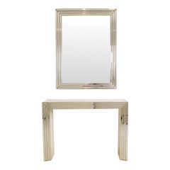 Espejo XL de diseño exclusivo con consola – Plata y oro – Deknudt