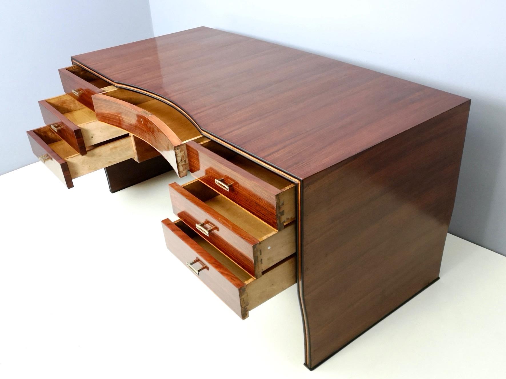 Mid-20th Century Rare Wooden Desk by Osvaldo Borsani for Arredamenti Borsani Varedo, Italy