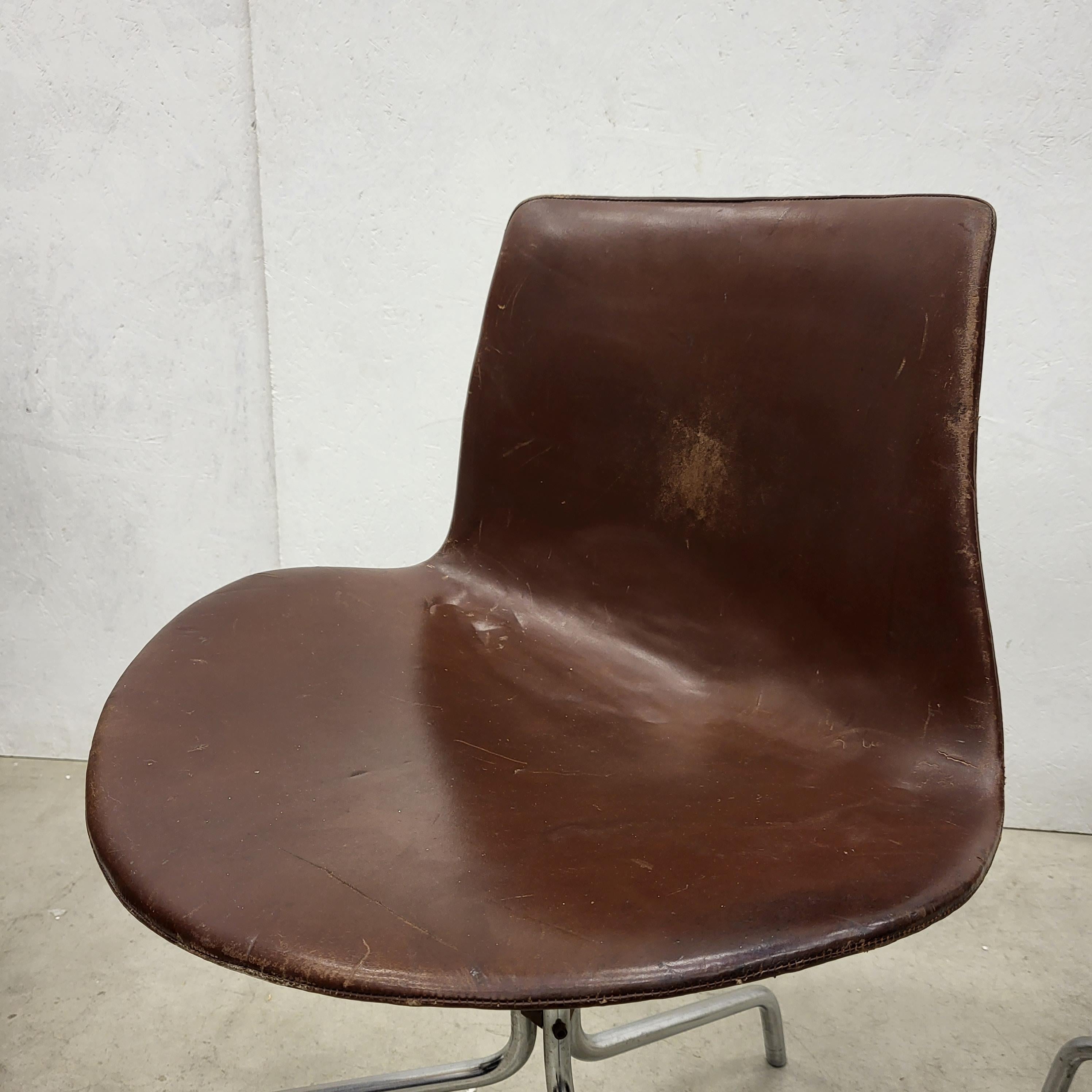 Leather Rare Desk Chairs BO611 by Preben Fabricius & Jorgen Kastholm for Bo Ex 1960s For Sale