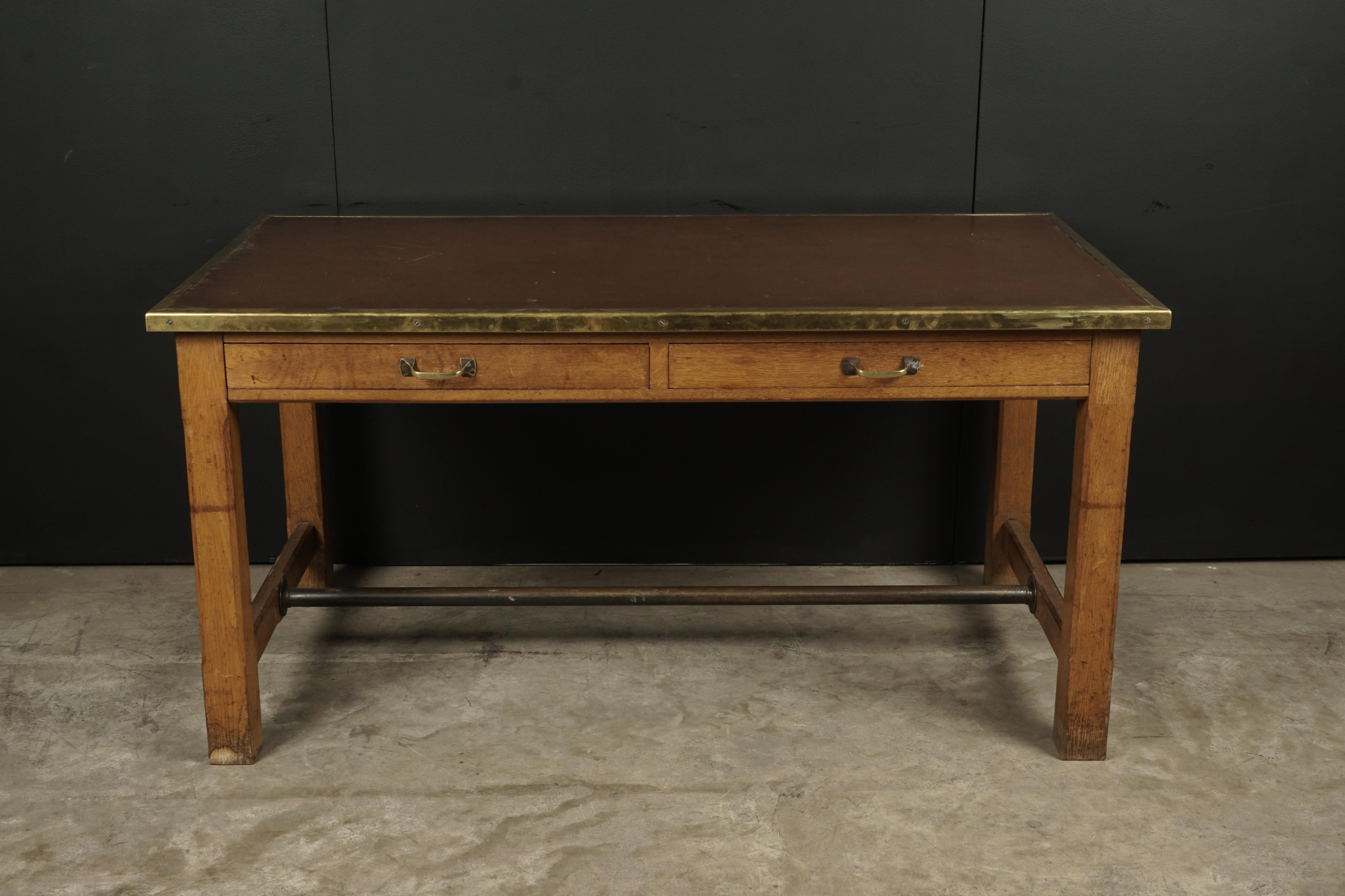 Oak Rare Desk from the Banque De France, circa 1950