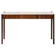 Rare Desk or Library Table in Brass and Rosewood , 1950s