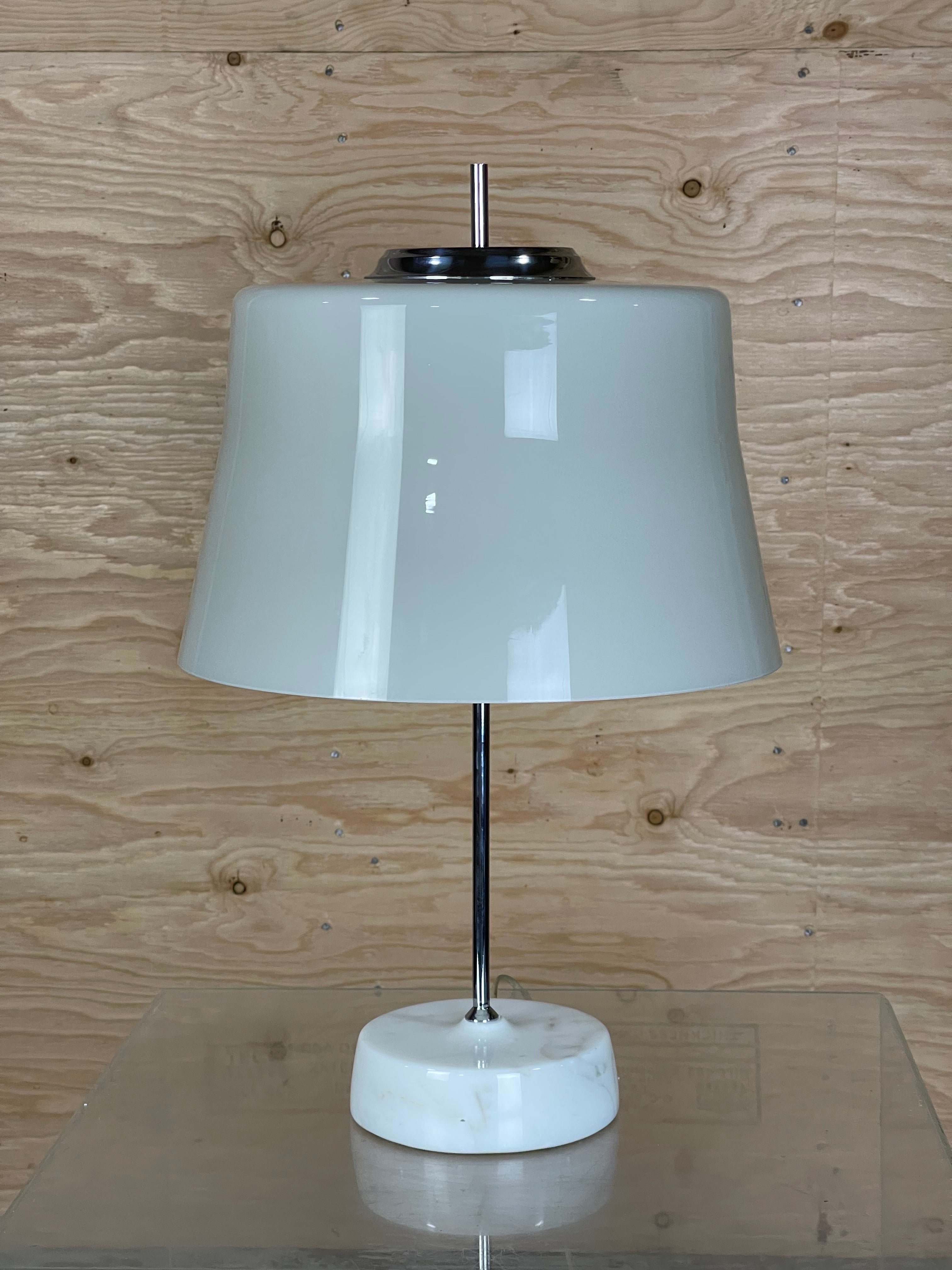 Mid Century Italian Desk or Table Lamp in Gray Glass & Marble 1950's 4
