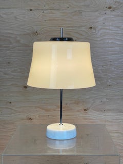 Mid Century Italian Desk or Table Lamp in Gray Glass & Marble 1950's