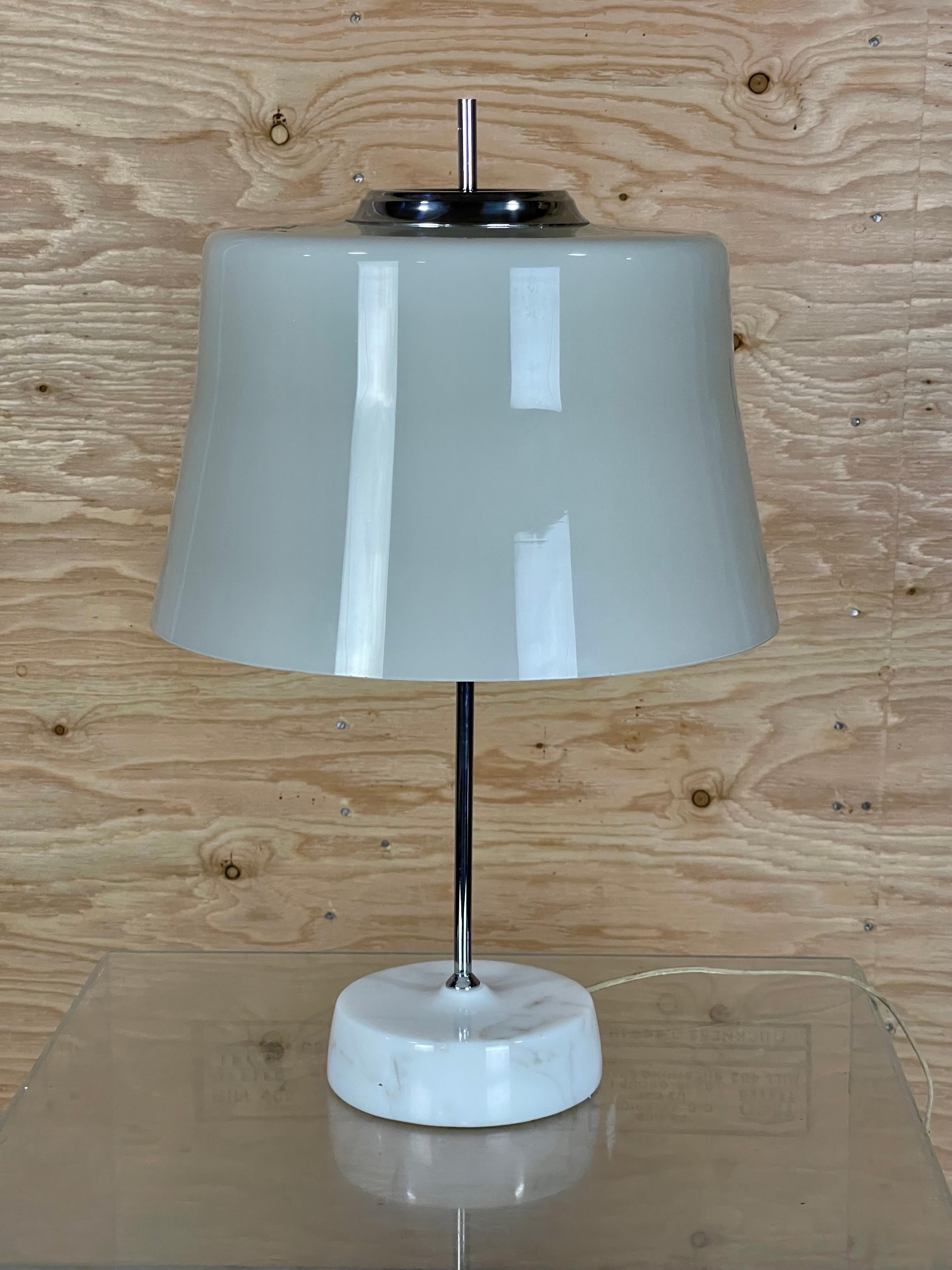 Mid-20th Century Mid Century Italian Desk or Table Lamp in Gray Glass & Marble 1950's