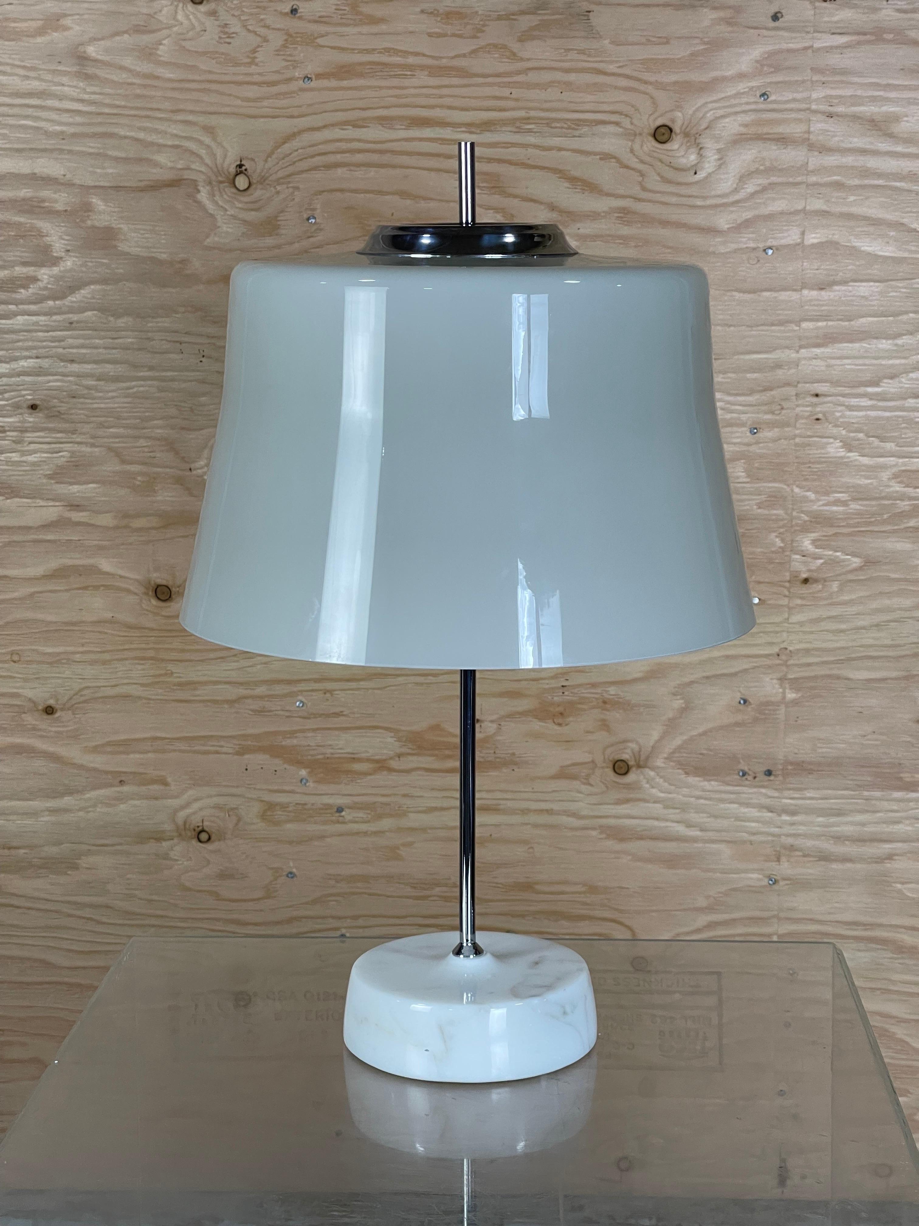 Mid Century Italian Desk or Table Lamp in Gray Glass & Marble 1950's 2