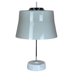 Mid Century Italian Desk or Table Lamp in Gray Glass & Marble 1950's