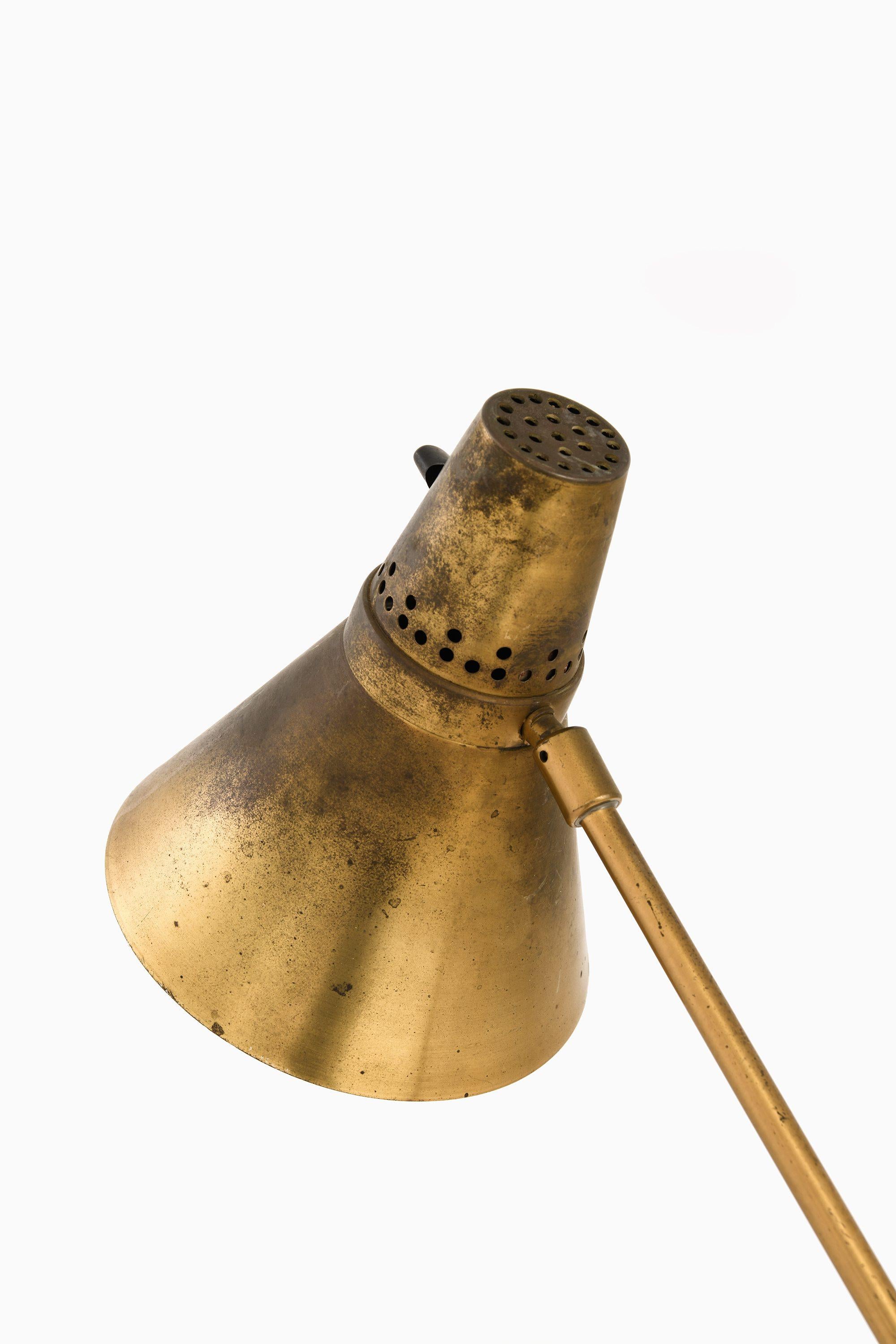 Swedish Rare Desk / Table Lamp in Brass and Leather, 1950's For Sale