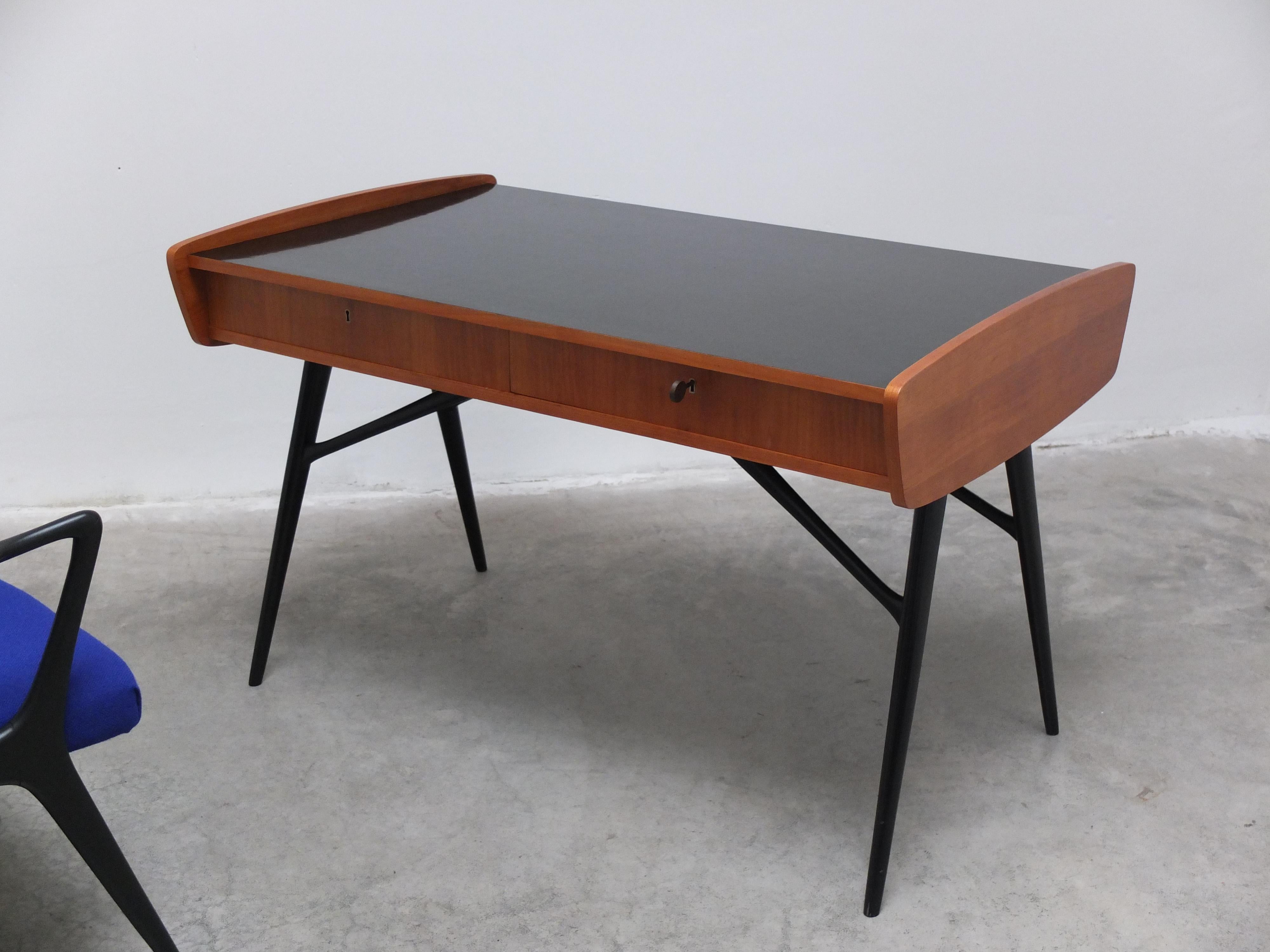 Belgian Rare Desk with Matching 'S5' Armchair by Alfred Hendrickx for Belform, 1950s For Sale
