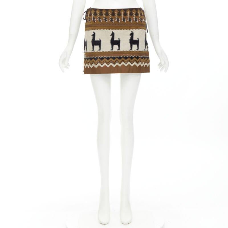 rare D&G DOLCE GABANNA Native American aboriginal aztec suede mini skirt S For Sale 4