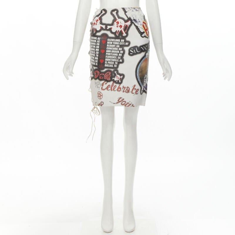 rare D&G DOLCE GABBANA 2001 Acid Rock rock lace up leather skirt IT38 XS For Sale 7