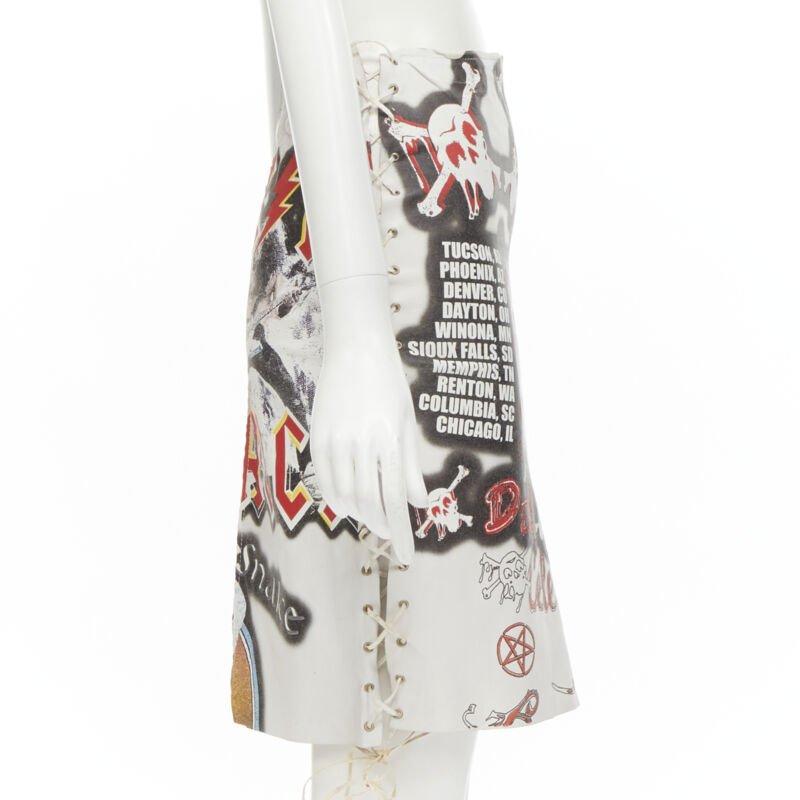 rare D&G DOLCE GABBANA 2001 Acid Rock rock lace up leather skirt IT38 XS In Good Condition For Sale In Hong Kong, NT