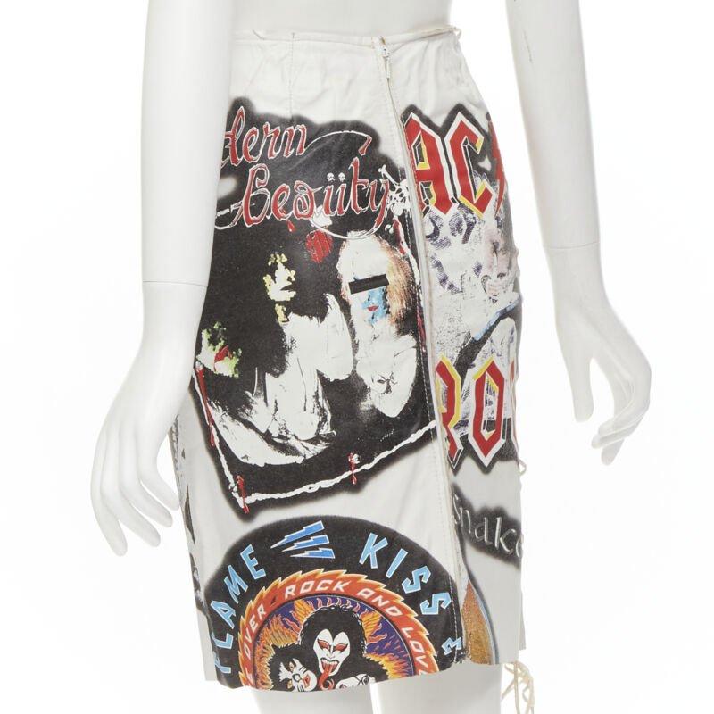 rare D&G DOLCE GABBANA 2001 Acid Rock rock lace up leather skirt IT38 XS For Sale 1