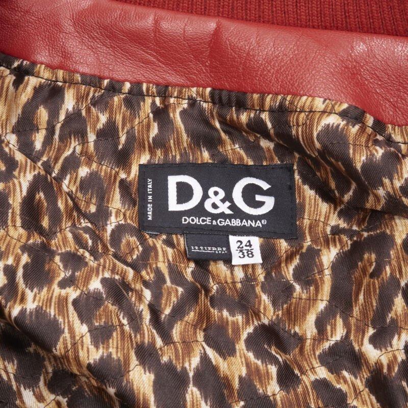 rare D&G DOLCE GABBANA Vintage 2001 Acid Rock rock leather bomber IT38 XS 6