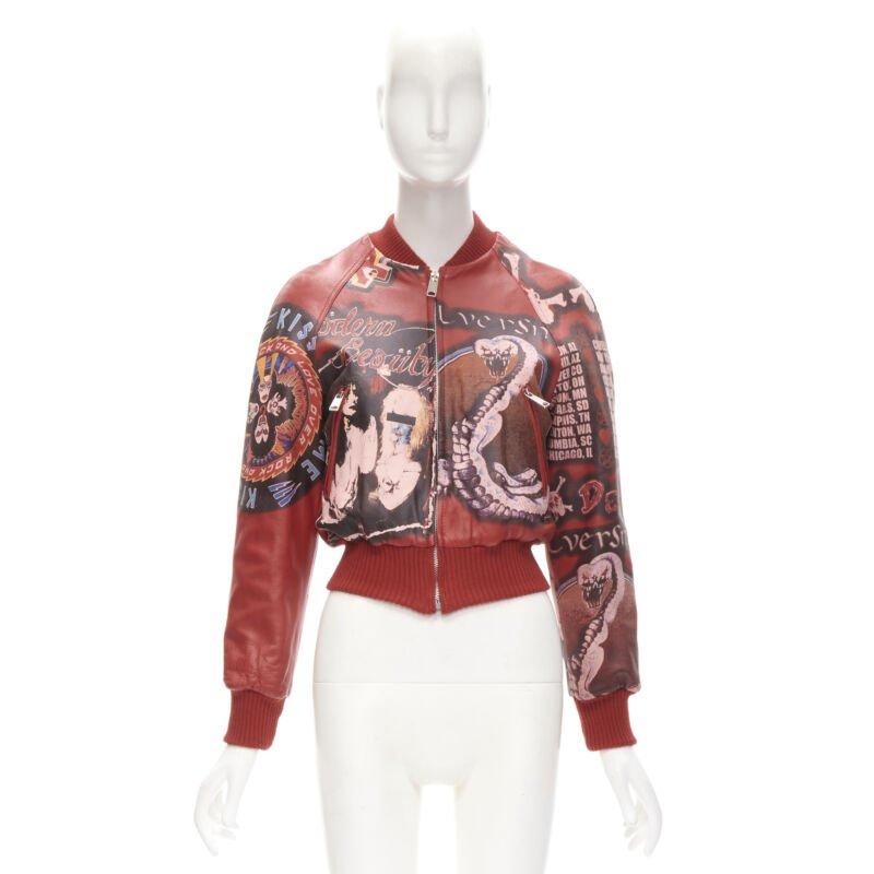 rare D&G DOLCE GABBANA Vintage 2001 Acid Rock rock leather bomber IT38 XS 7