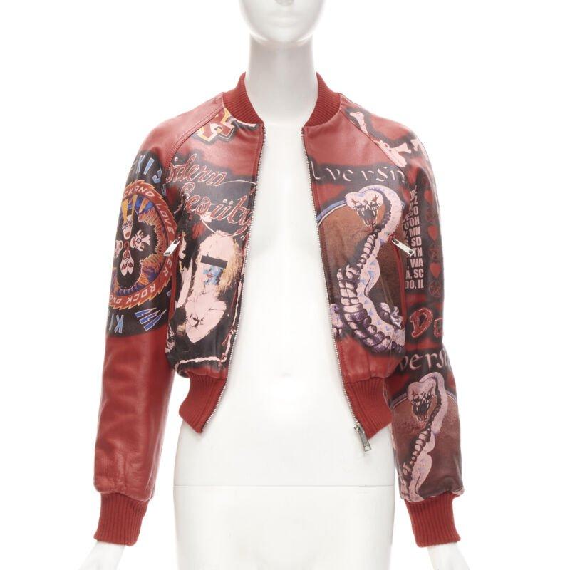 rare D&G DOLCE GABBANA Vintage 2001 Acid Rock rock leather bomber IT38 XS In Excellent Condition In Hong Kong, NT