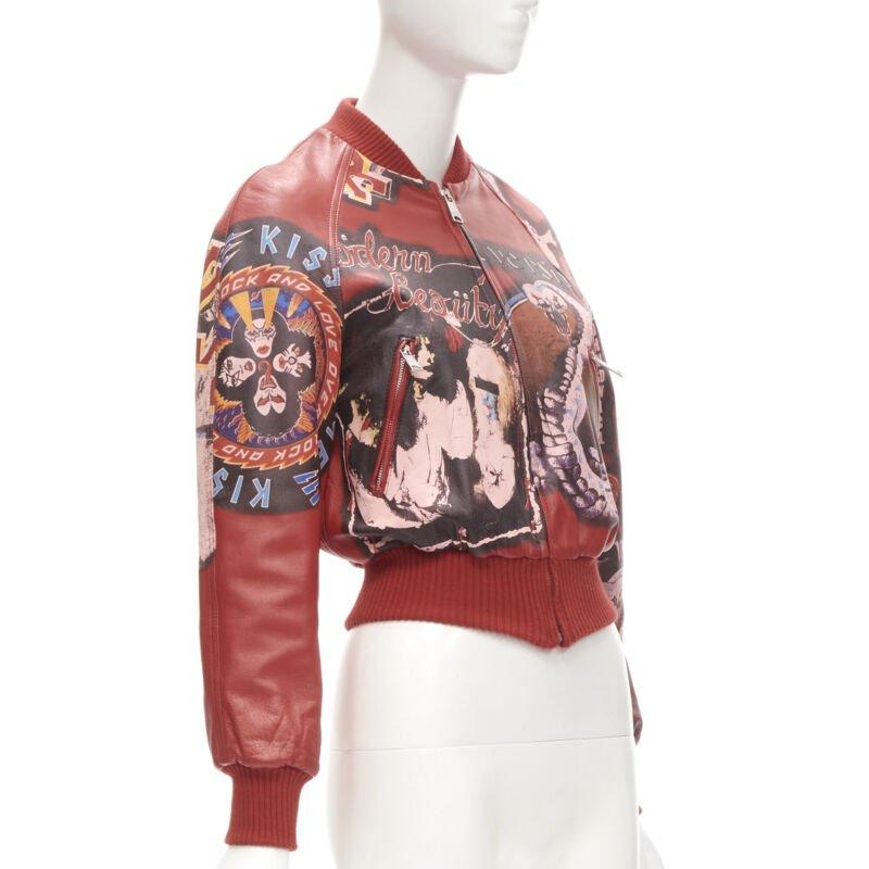 Women's rare D&G DOLCE GABBANA Vintage 2001 Acid Rock rock leather bomber IT38 XS