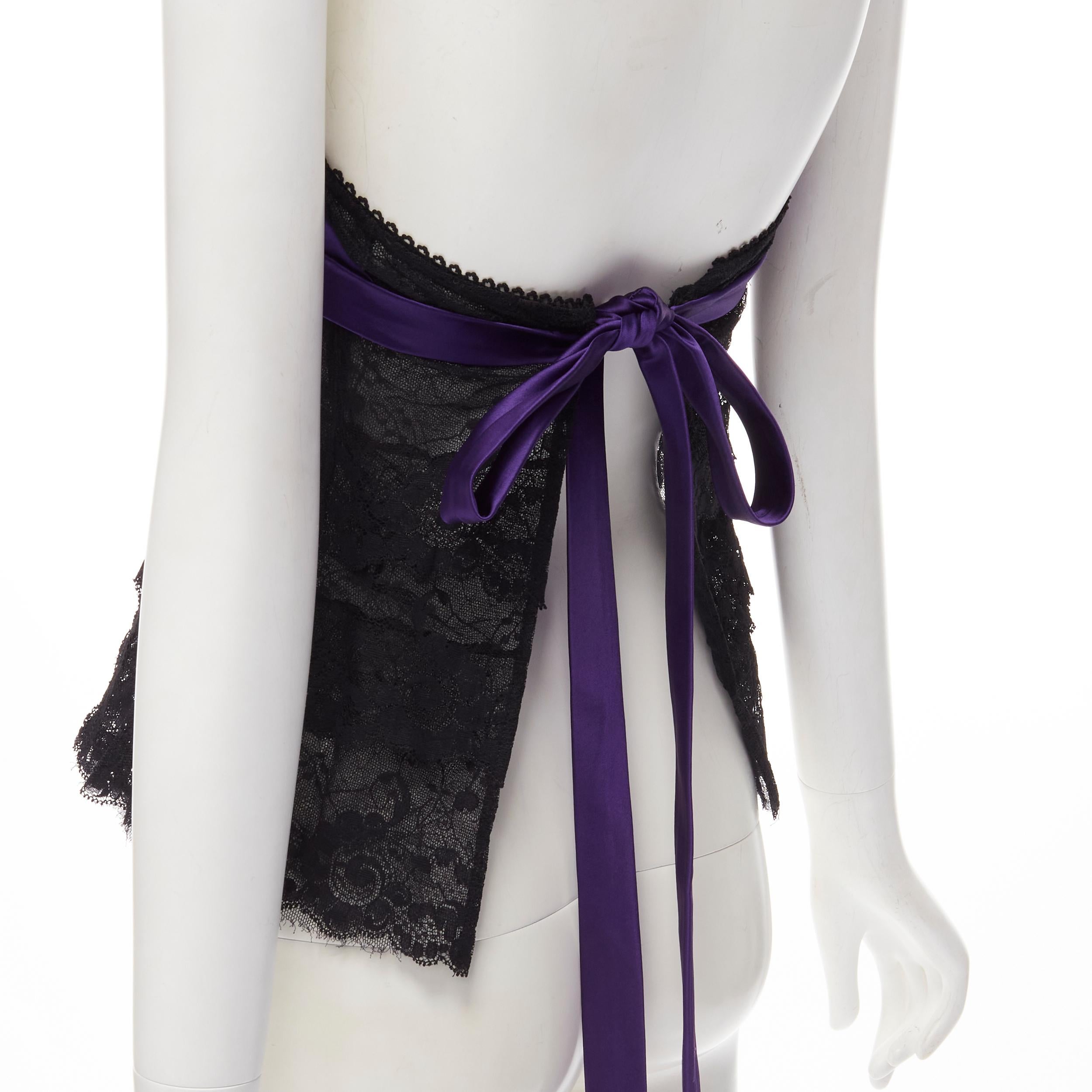 rare D&G DOLCE GABBANA Vintage cherry sequins charm black lace halter tie top S 4