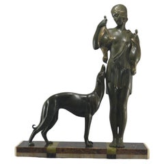 Raro grupo alto de DH Chiparus. Diana Cazadora. Art decó 1920.