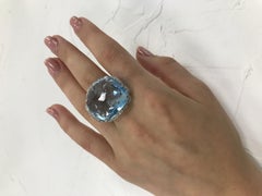 Rare Diamond Certified Blue Topaz Gold 18 Karat Statement Ring