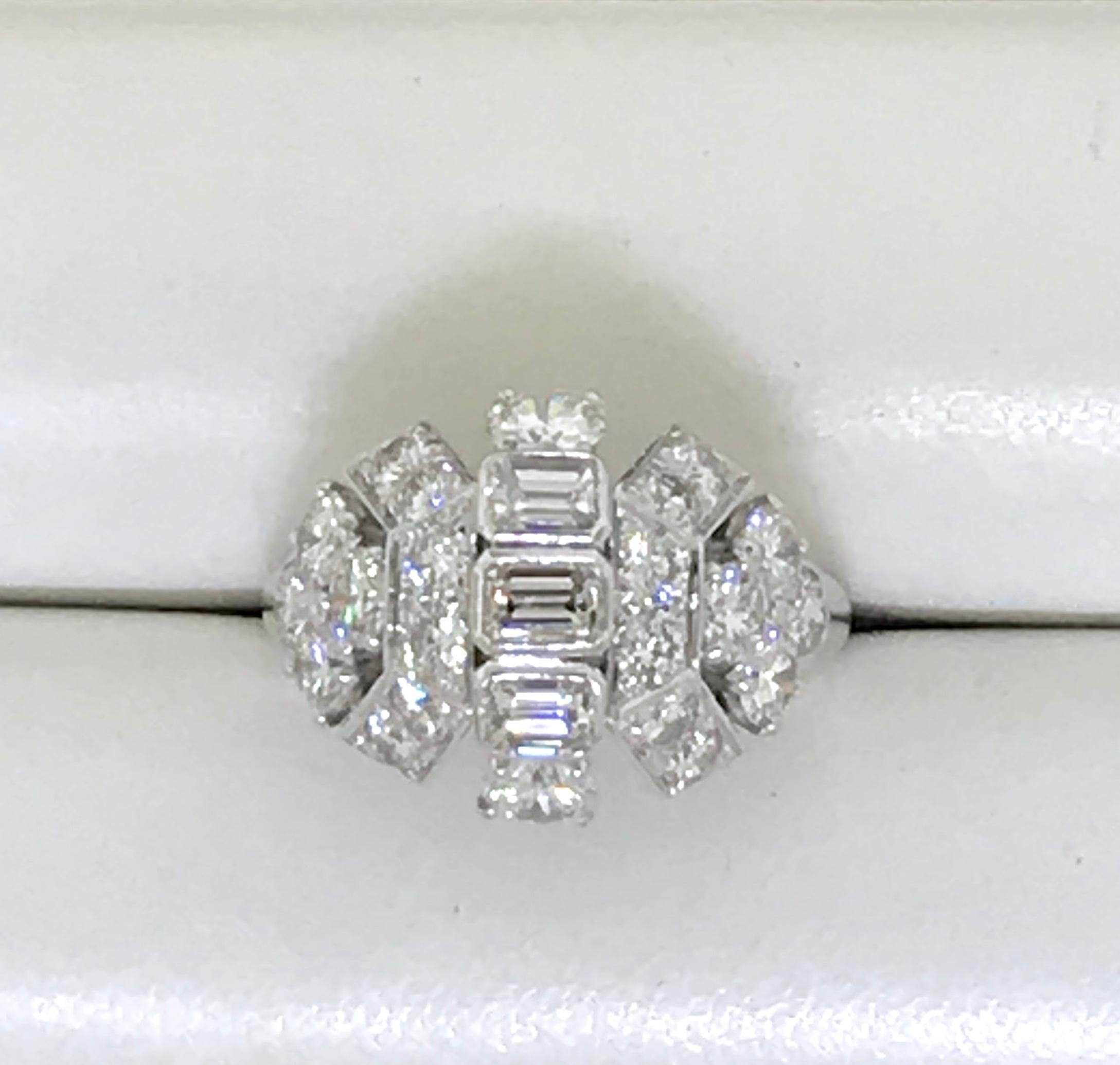 Contemporary Rare Diamond Cluster Ring by Collingwood Jewelers of Princess Di Fame