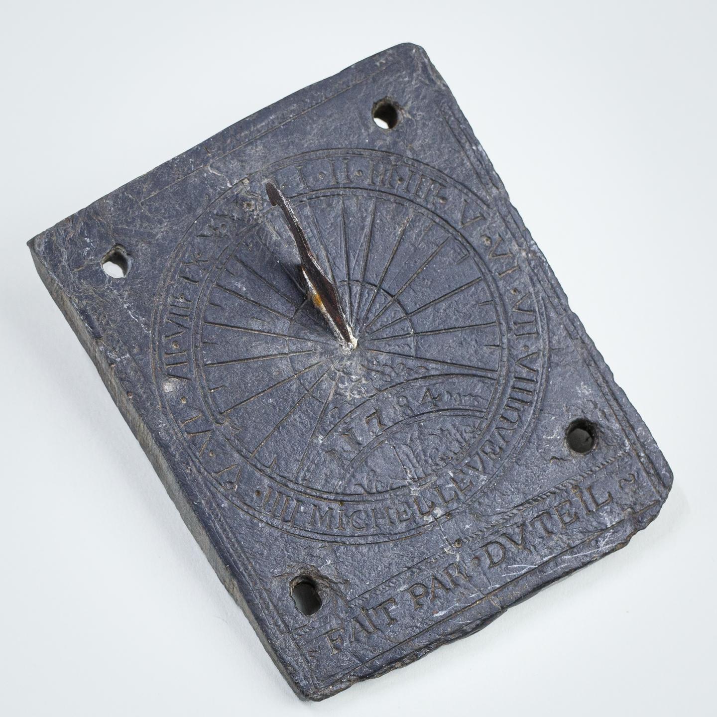 French Rare Diminutive 18th Century Sundial Plate Signed and Dated For Sale