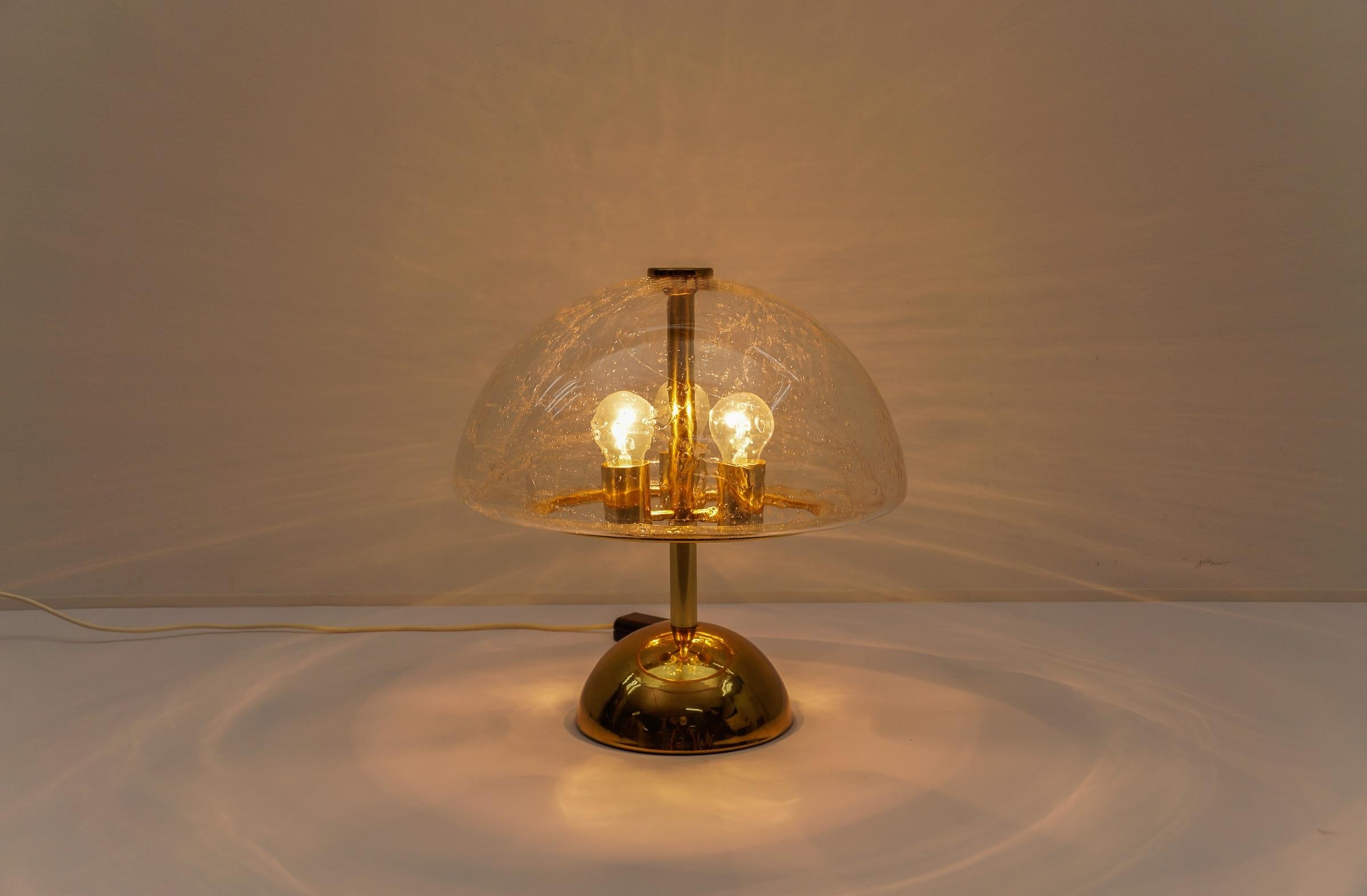 Hollywood Regency Rare lampe de table dimmable en or et verre de Murano de Doria, années 1970, Allemagne en vente