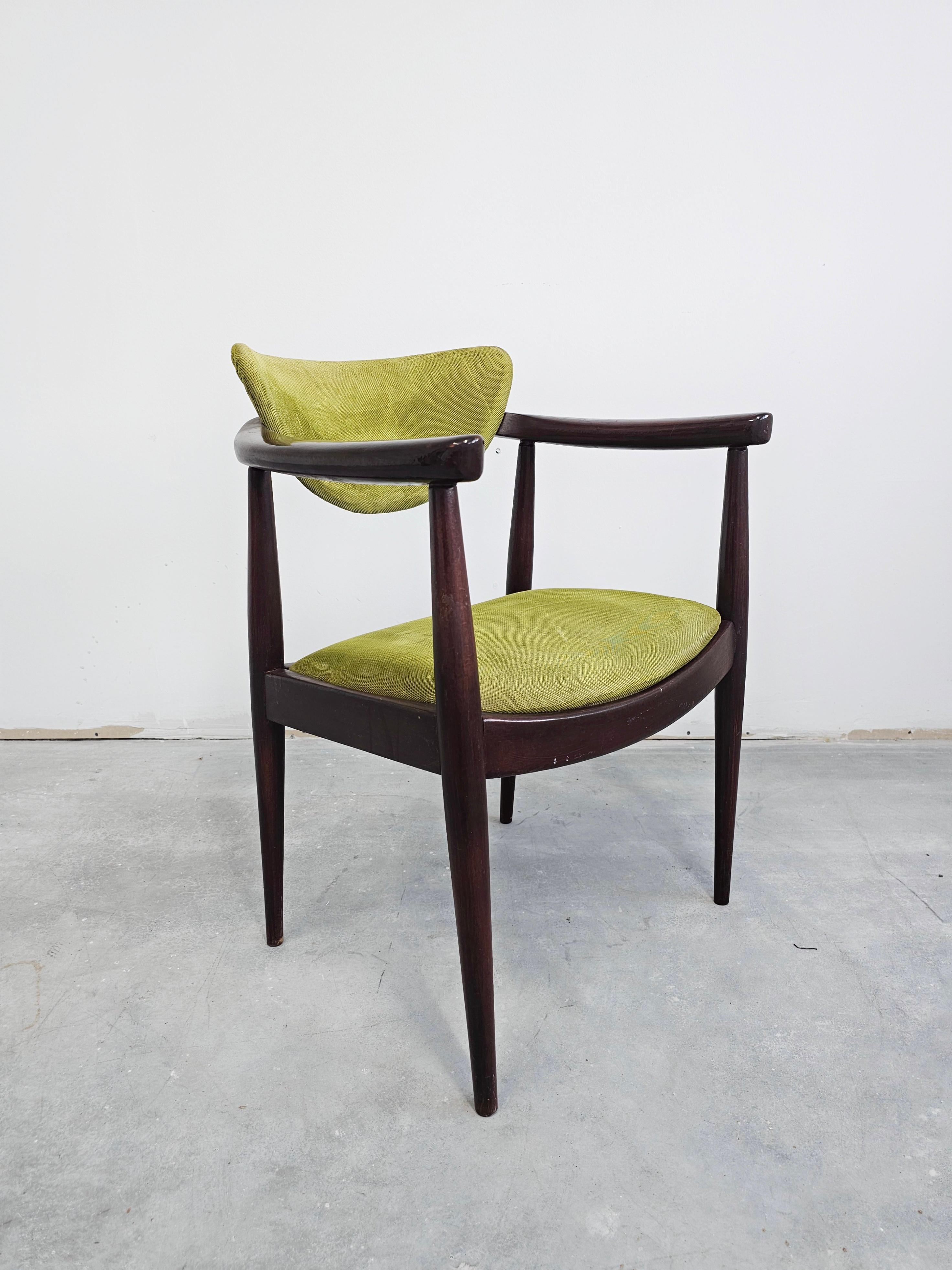 Mid-Century Modern Rare Dining Chair with Armrests designed by Bernardo Bernardi, Yugoslavia 1960s