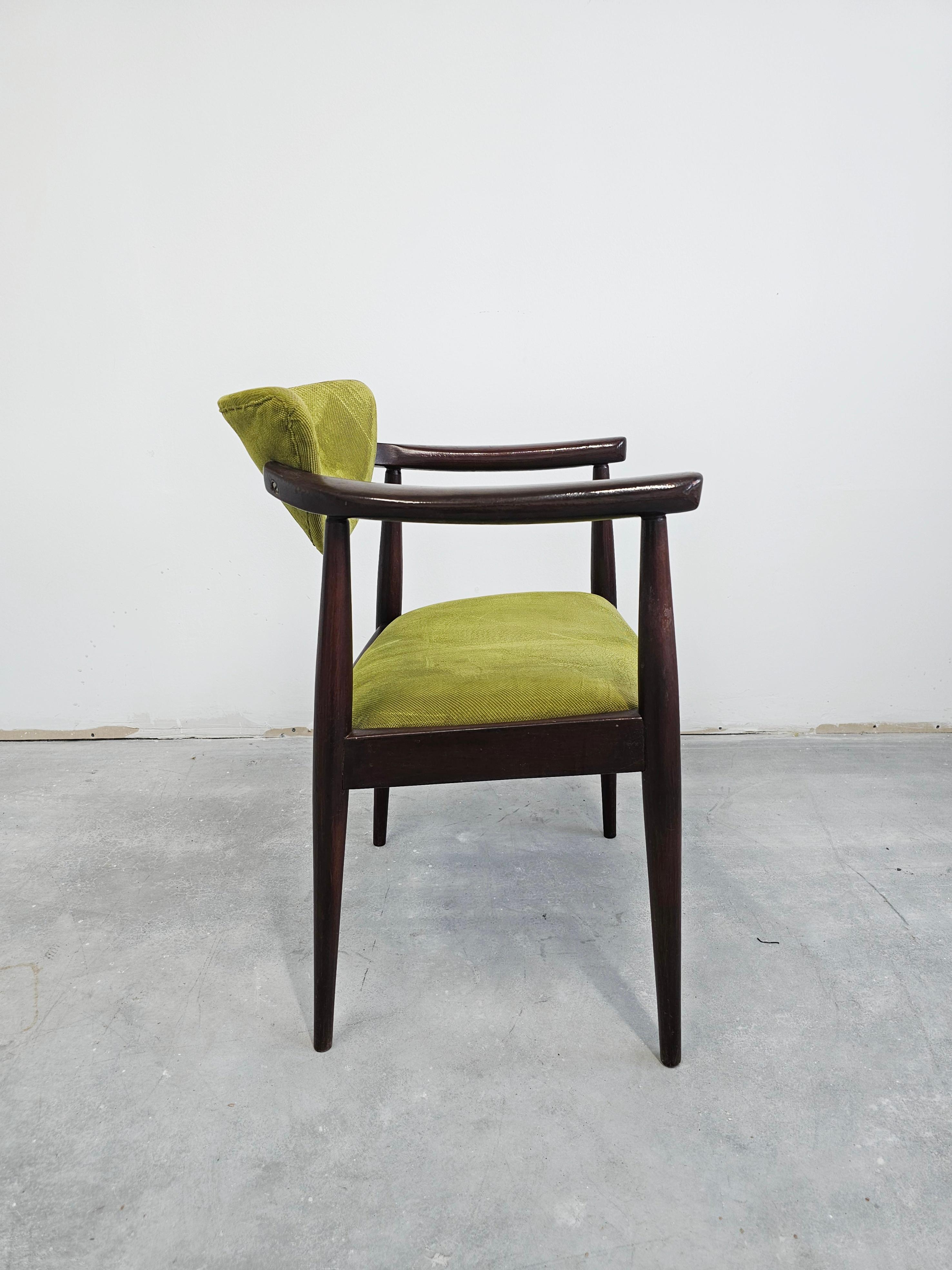Croatian Rare Dining Chair with Armrests designed by Bernardo Bernardi, Yugoslavia 1960s