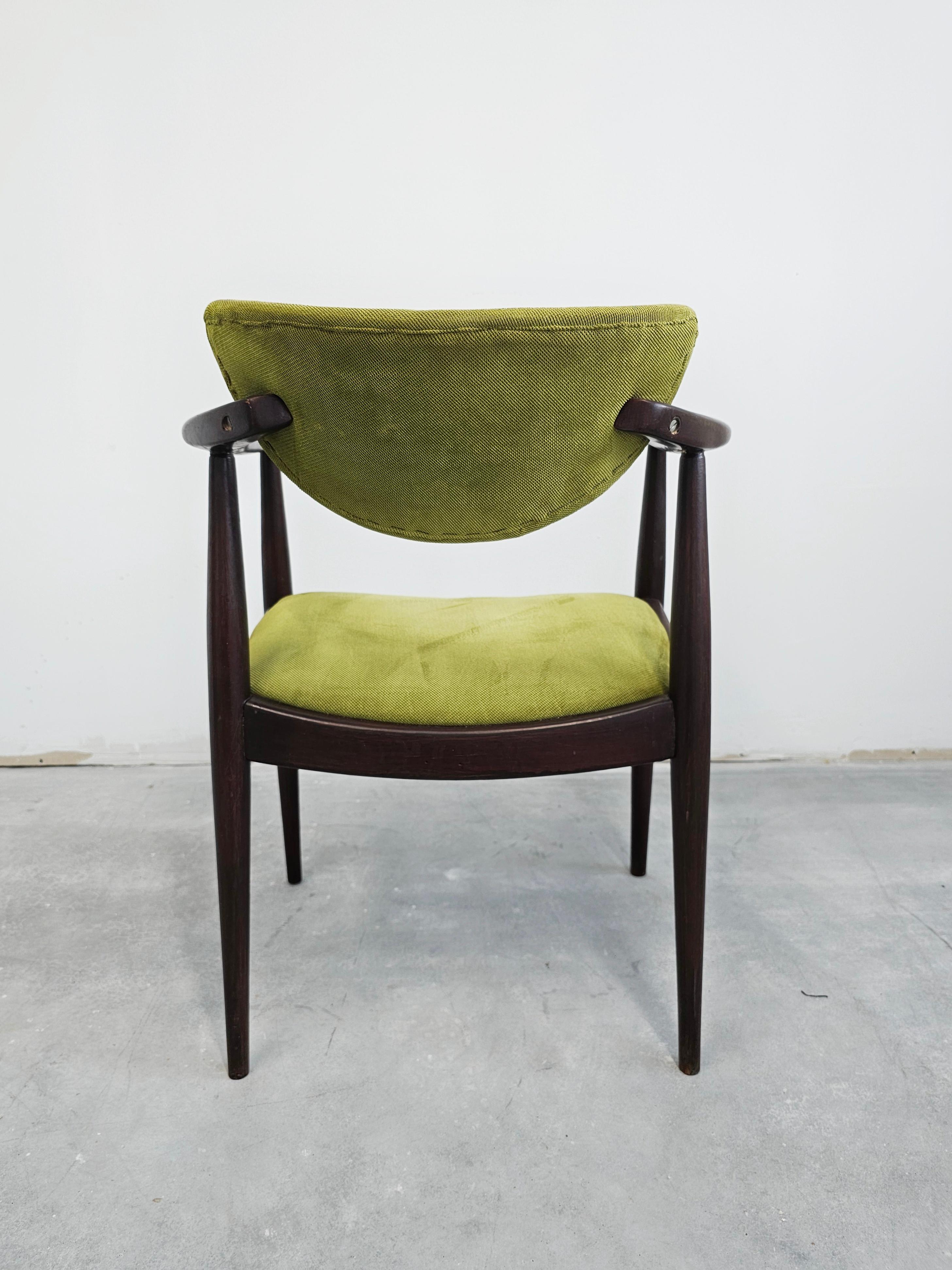 Mid-20th Century Rare Dining Chair with Armrests designed by Bernardo Bernardi, Yugoslavia 1960s