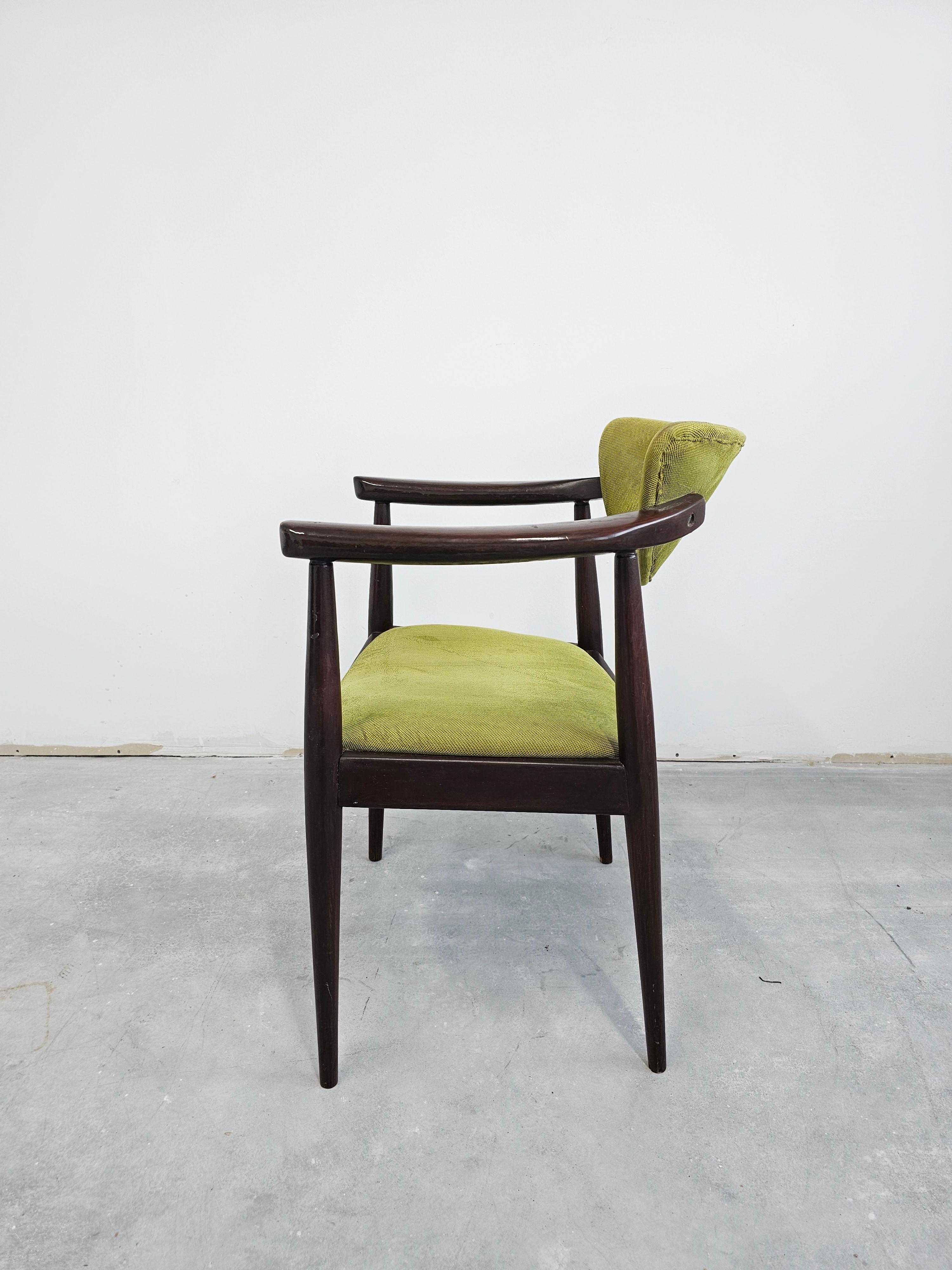Rare Dining Chair with Armrests designed by Bernardo Bernardi, Yugoslavia 1960s 1
