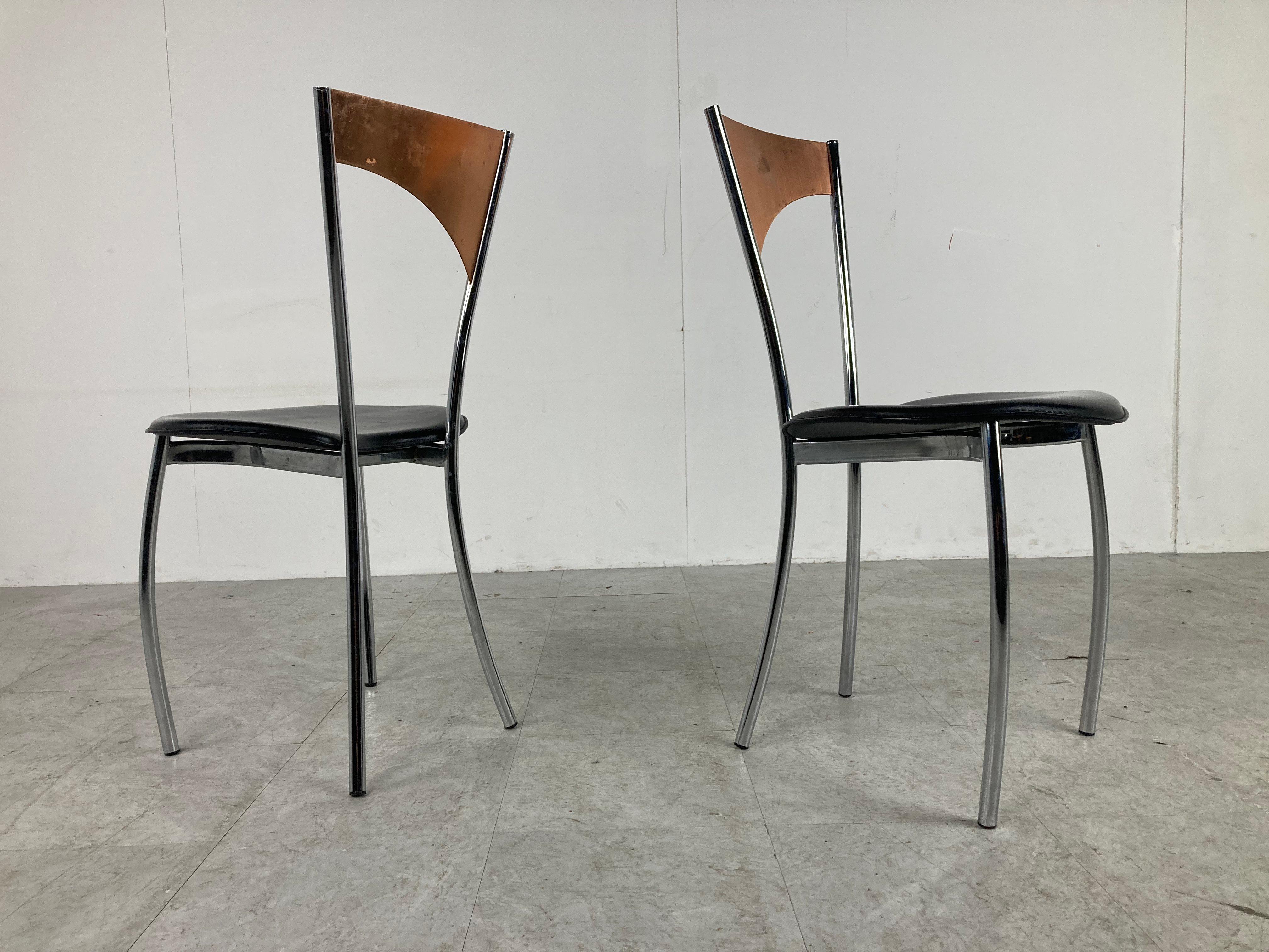 Rare dining chairs in copper by Cattelan italy, 1970s For Sale 3