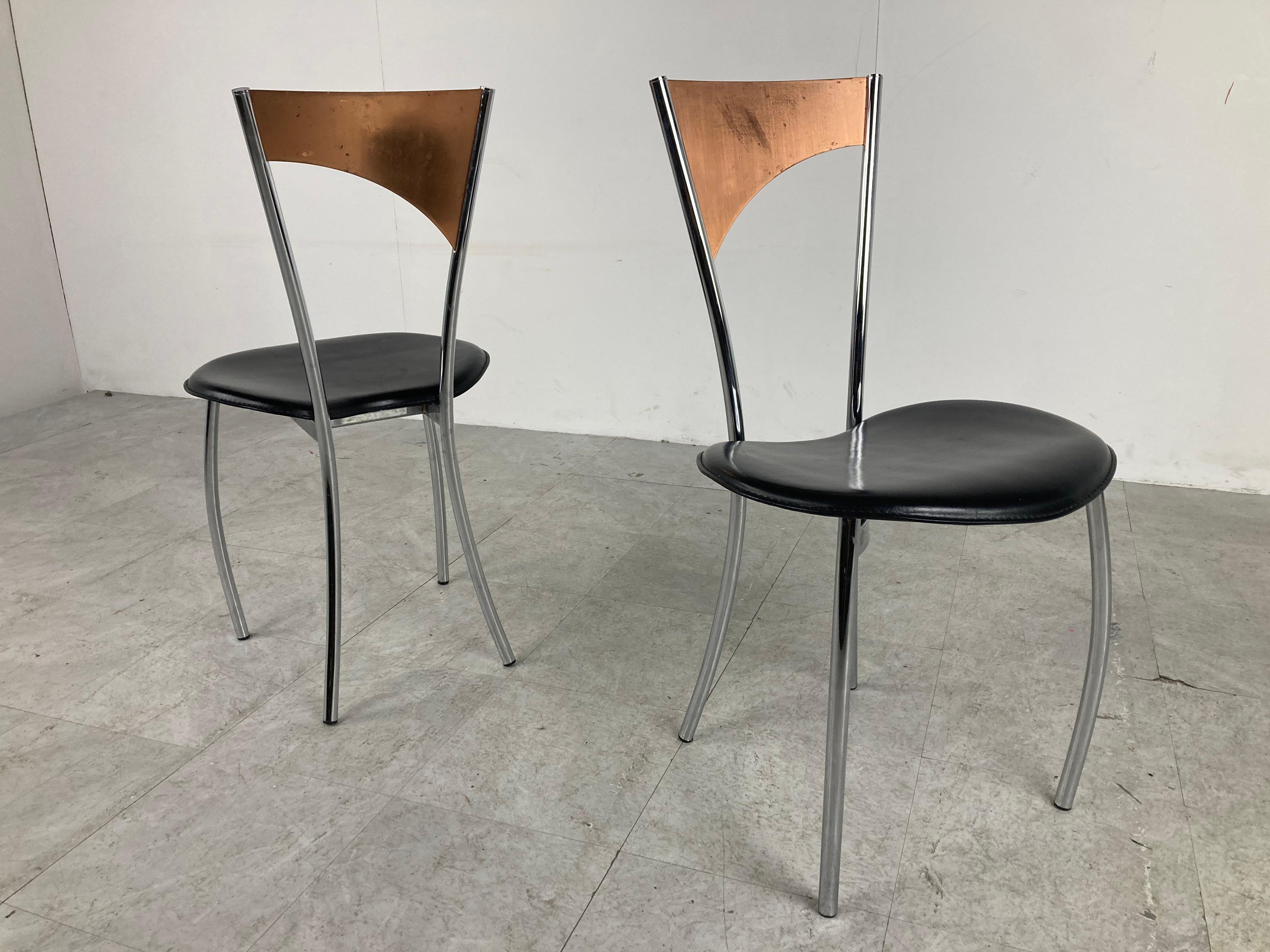 Rare dining chairs in copper by Cattelan italy, 1970s For Sale 4