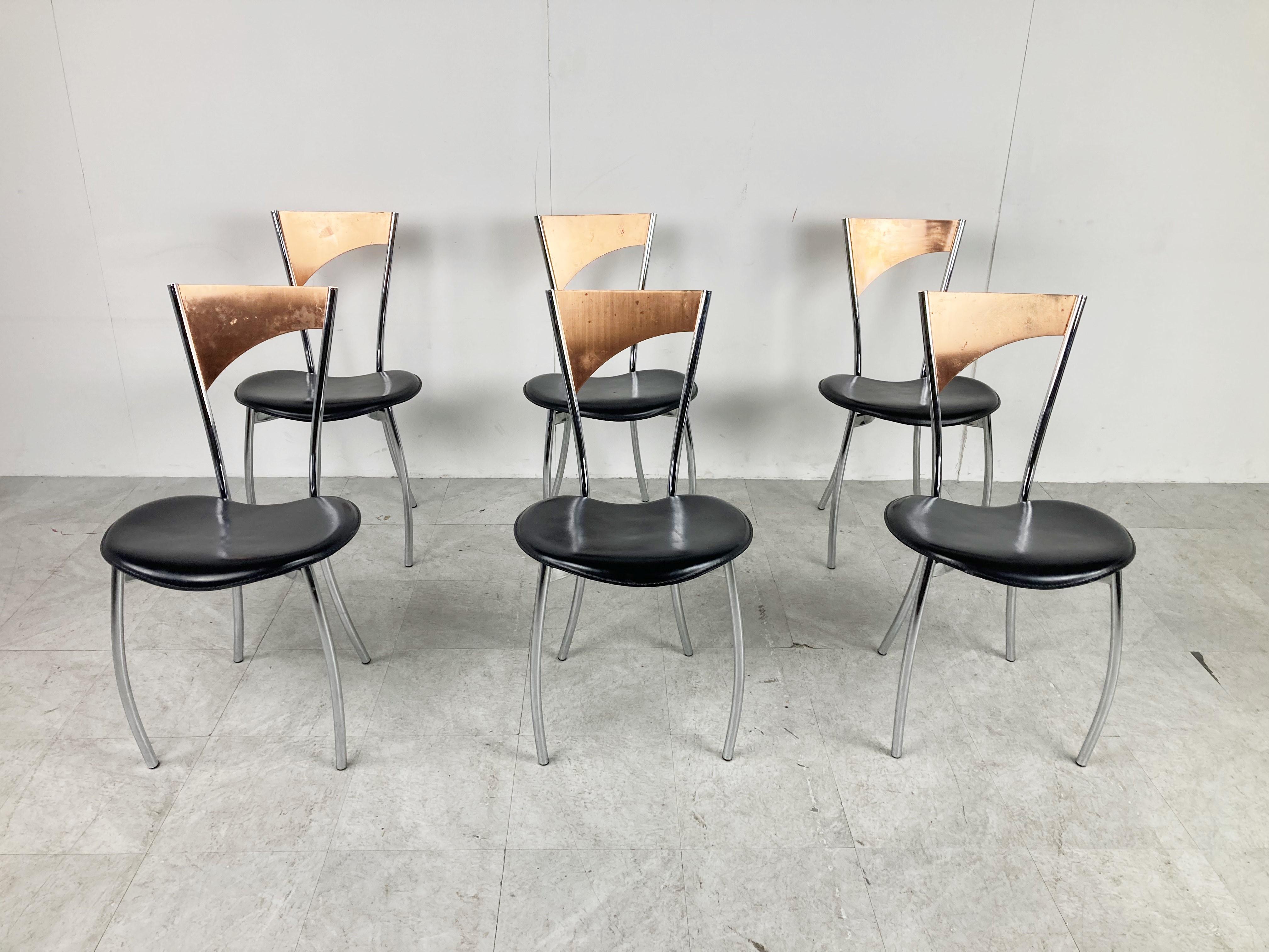 Seltene Esszimmerstühle aus Kupfer von Cattelan italy, 1970er Jahre (Moderne der Mitte des Jahrhunderts) im Angebot