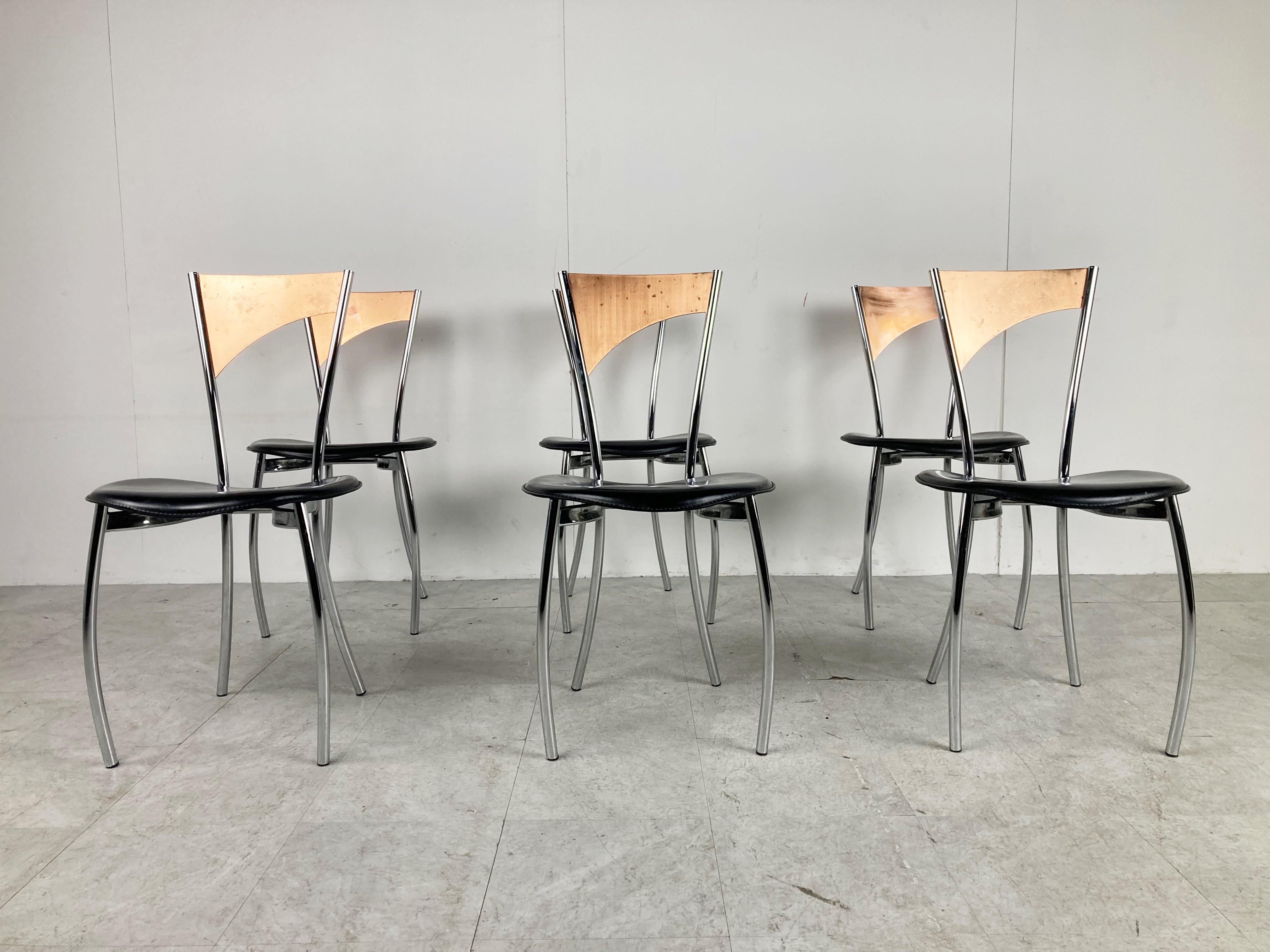 Italian Rare dining chairs in copper by Cattelan italy, 1970s For Sale