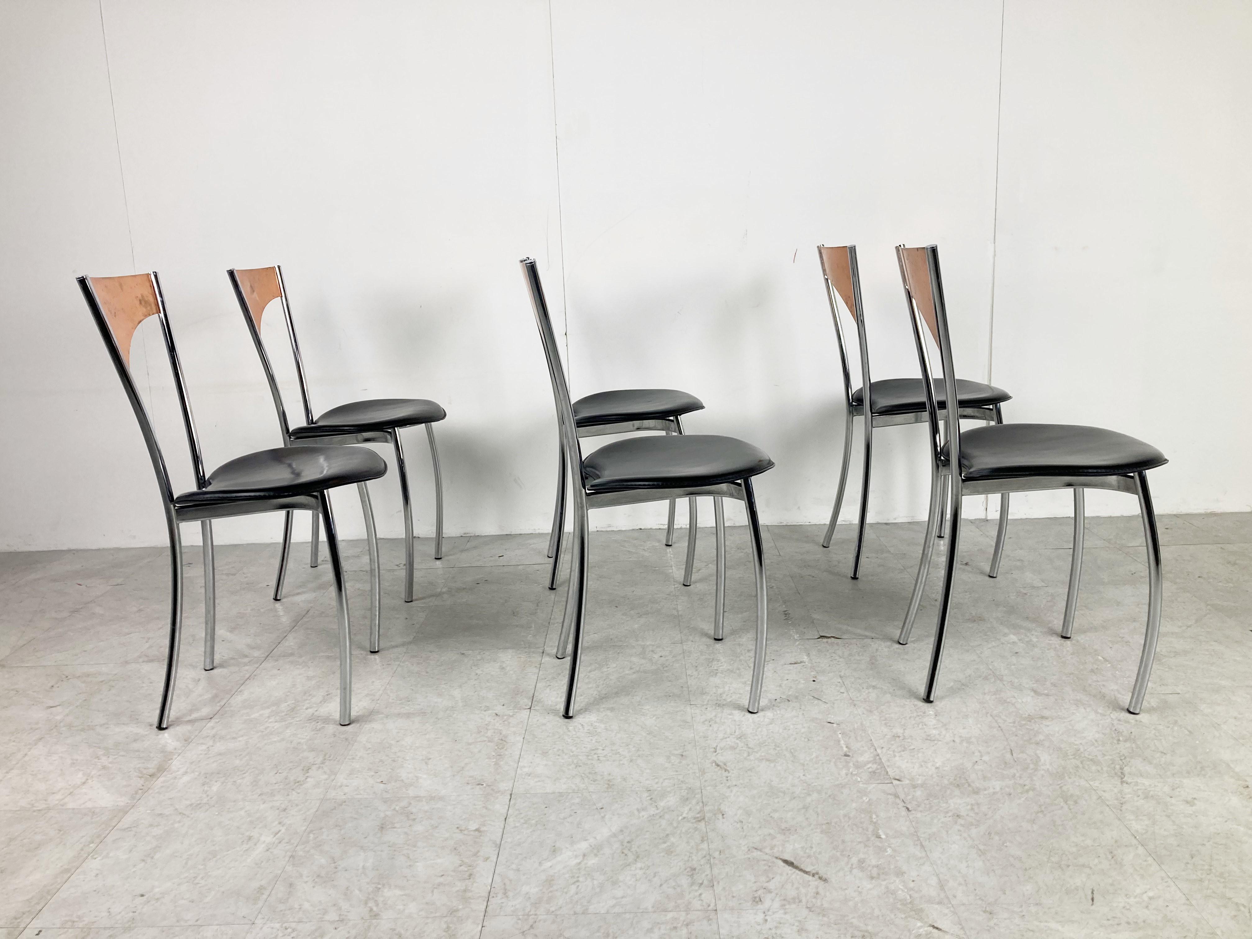 Rare dining chairs in copper by Cattelan italy, 1970s In Good Condition For Sale In Leuven, Vlaams Gewest