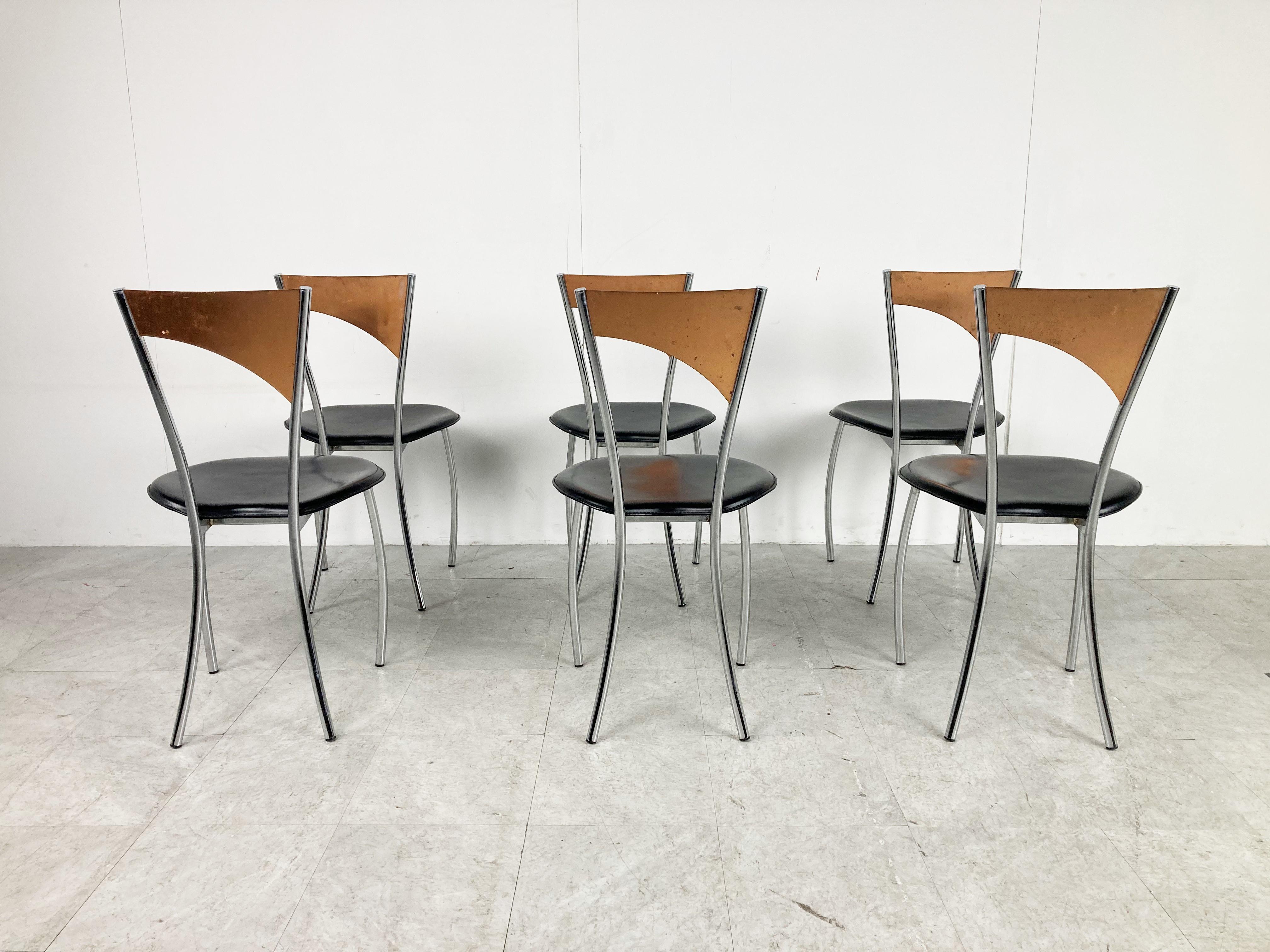 Late 20th Century Rare dining chairs in copper by Cattelan italy, 1970s For Sale